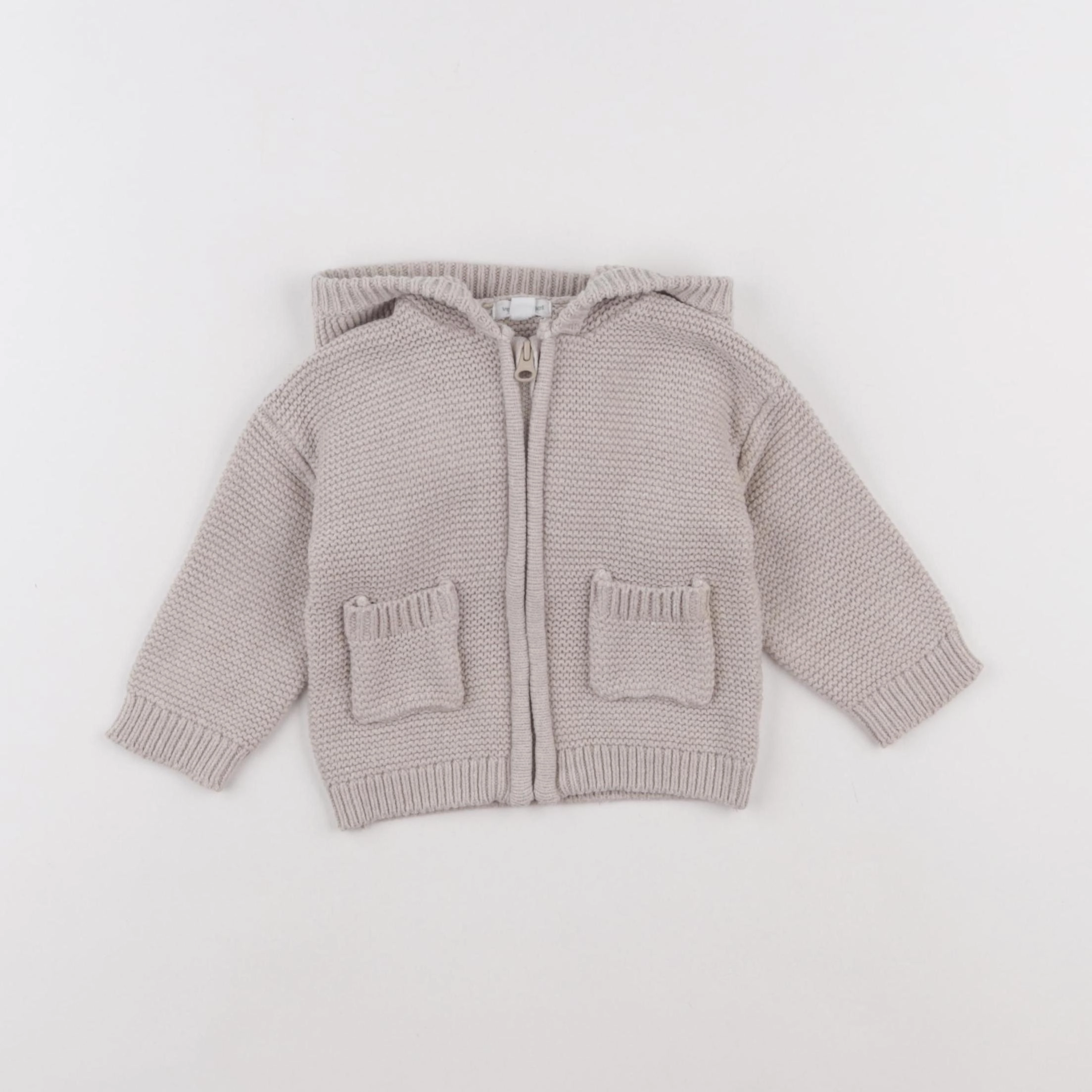 Vertbaudet - gilet beige - 6 mois