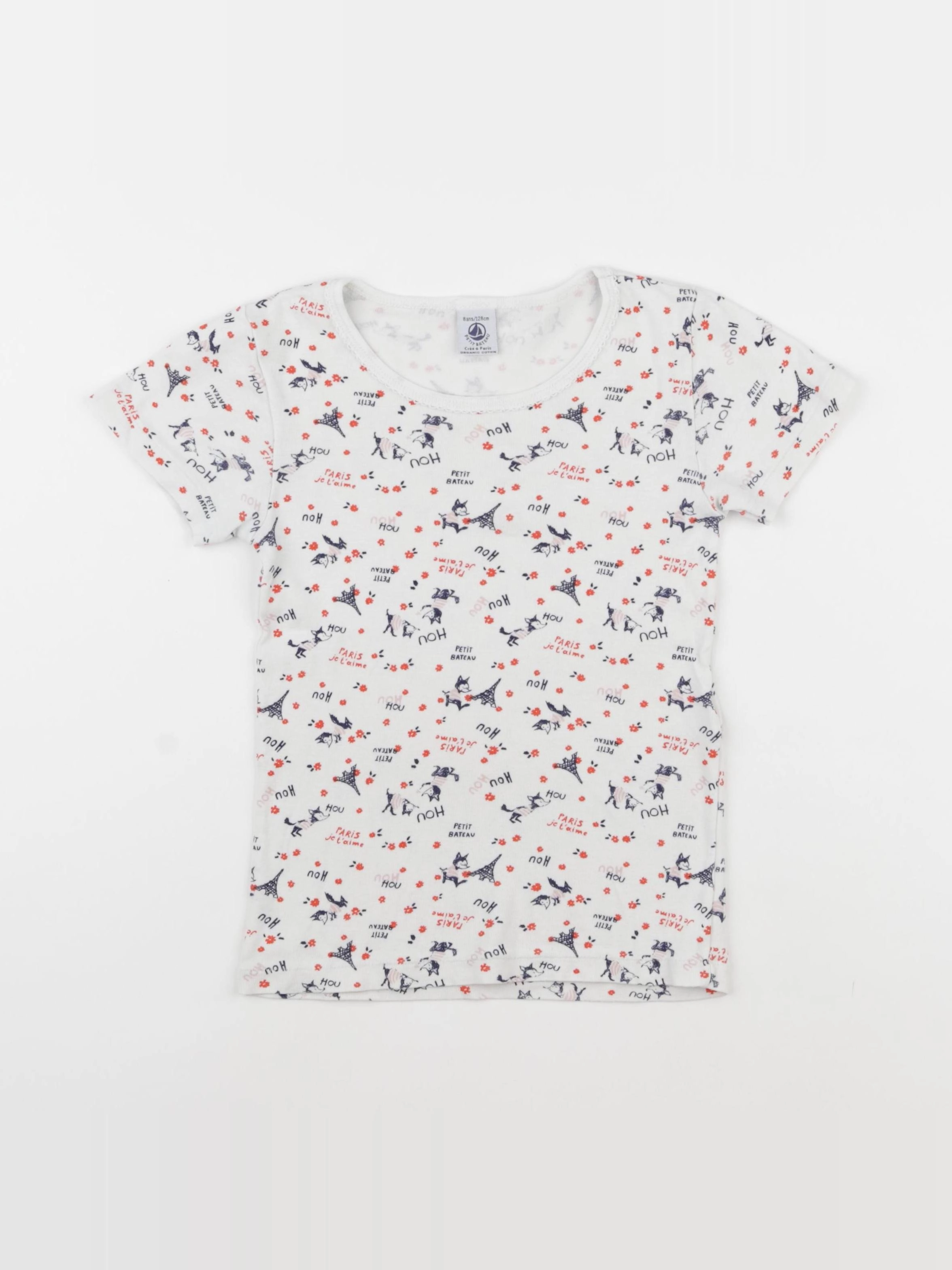 Petit Bateau - maillot de corps bleu, rouge - 8 ans