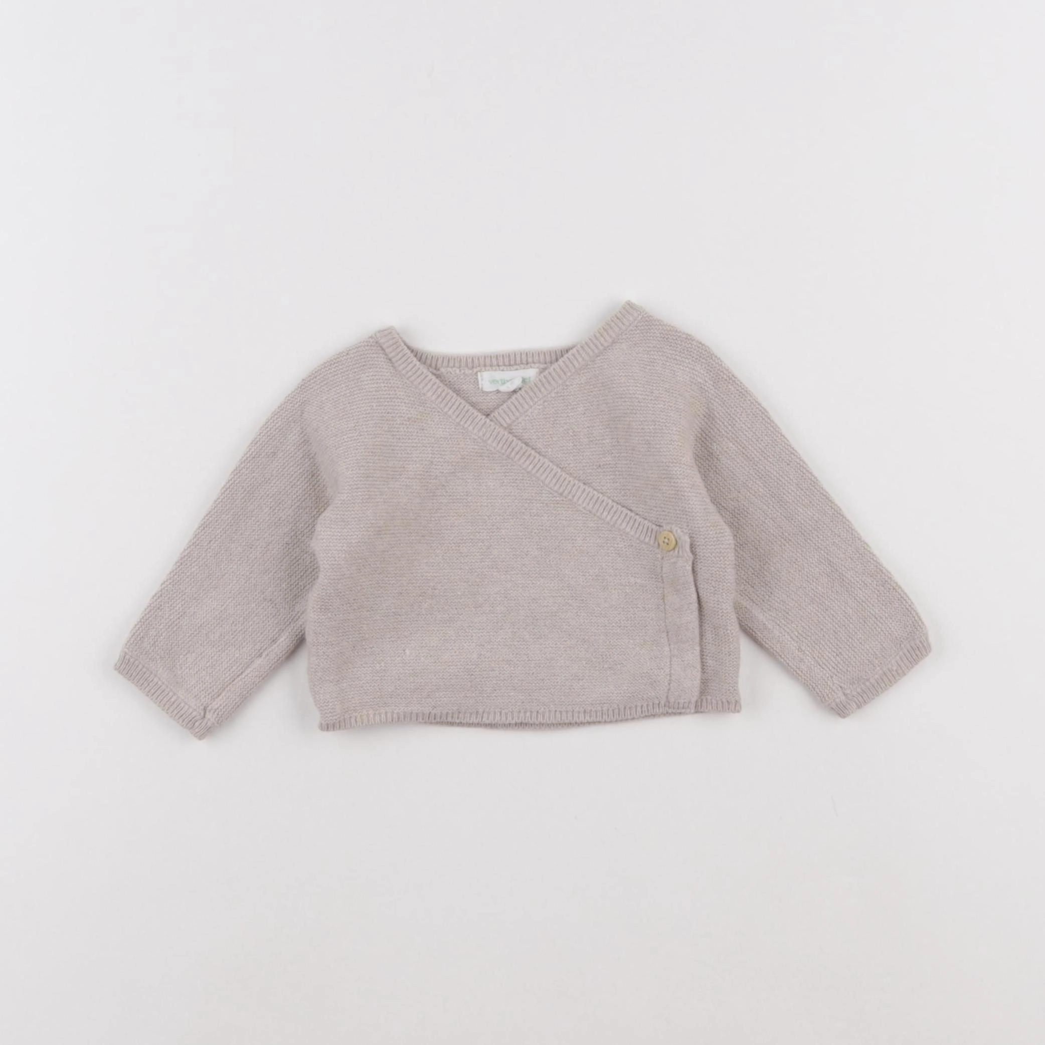 Vertbaudet - pull beige - 1 mois