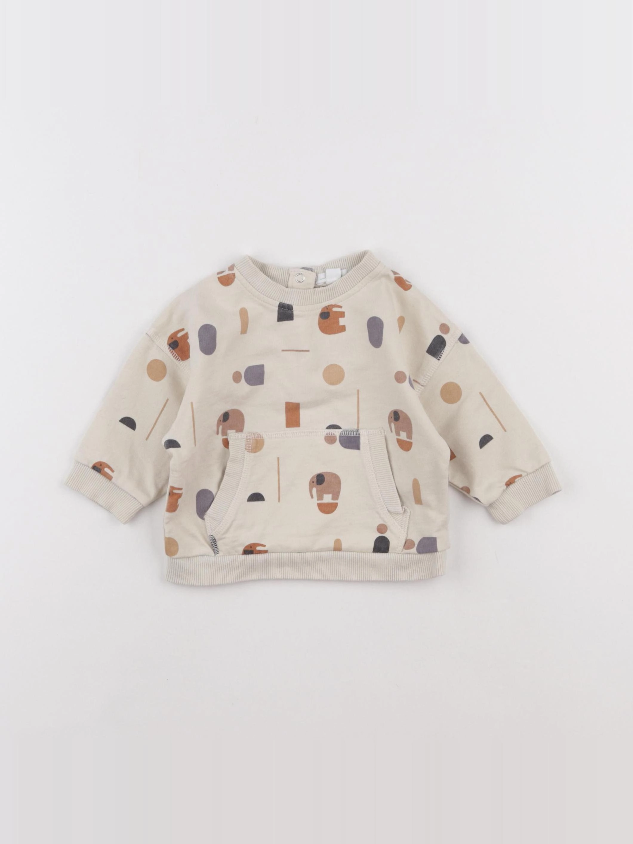 Vertbaudet - sweat marron, beige - 6 mois