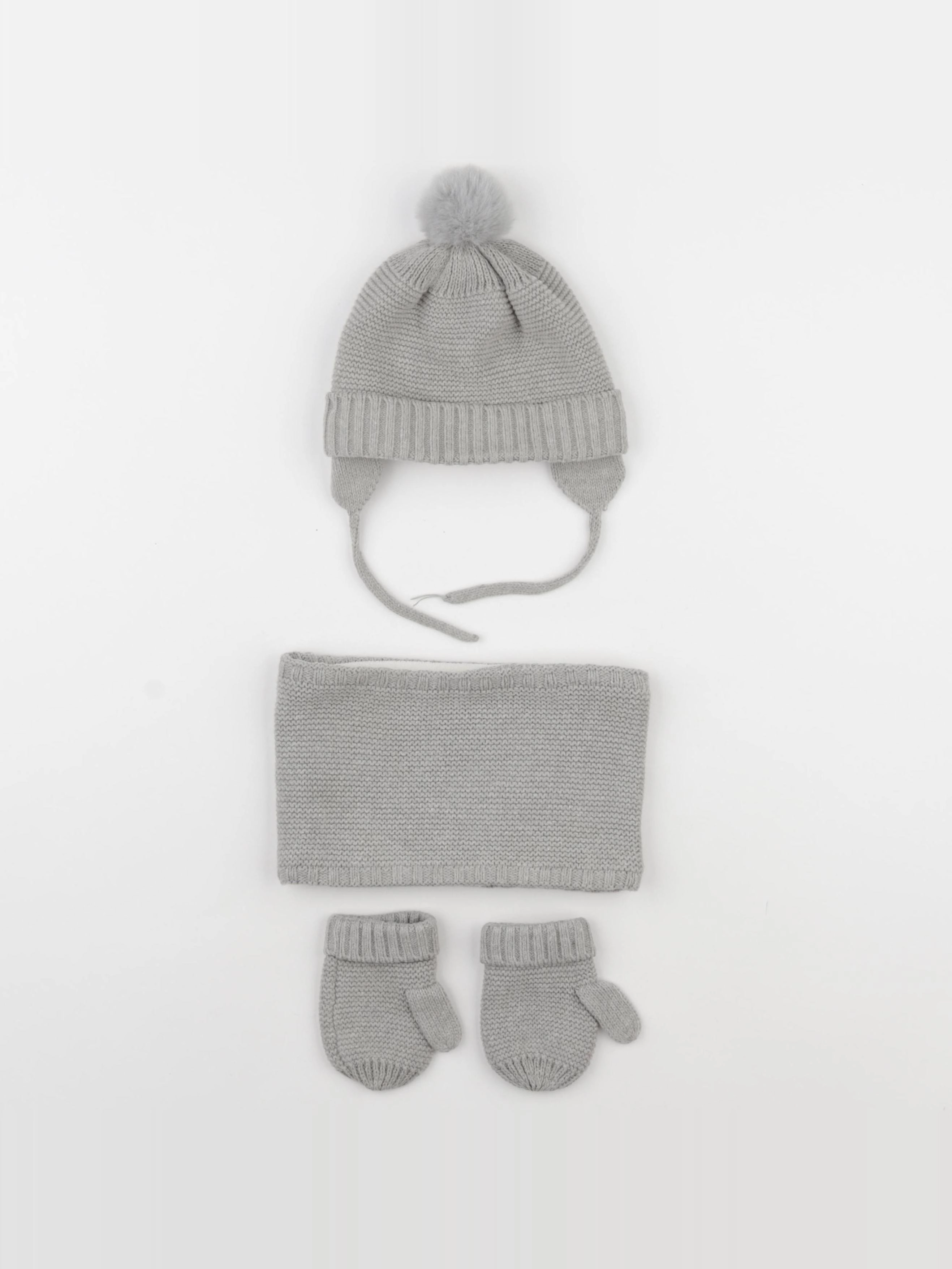 Vertbaudet - ensemble bonnet/moufles/tour de cou gris - 24/36 mois