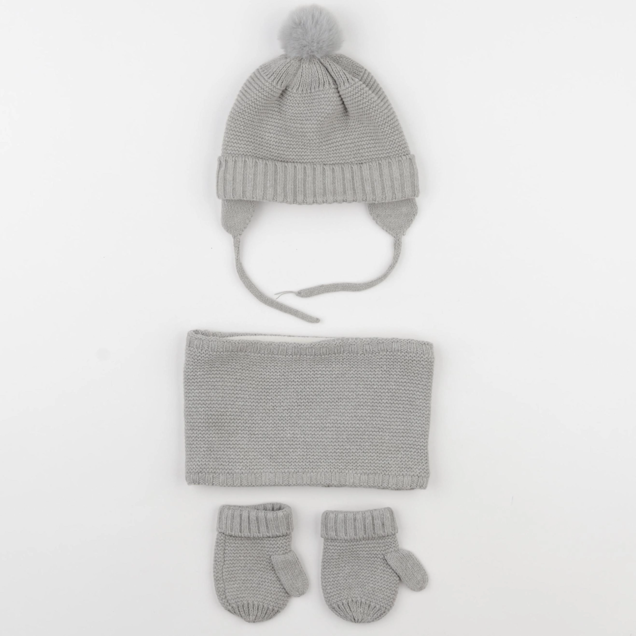 Vertbaudet - ensemble bonnet/moufles/tour de cou gris - 24/36 mois
