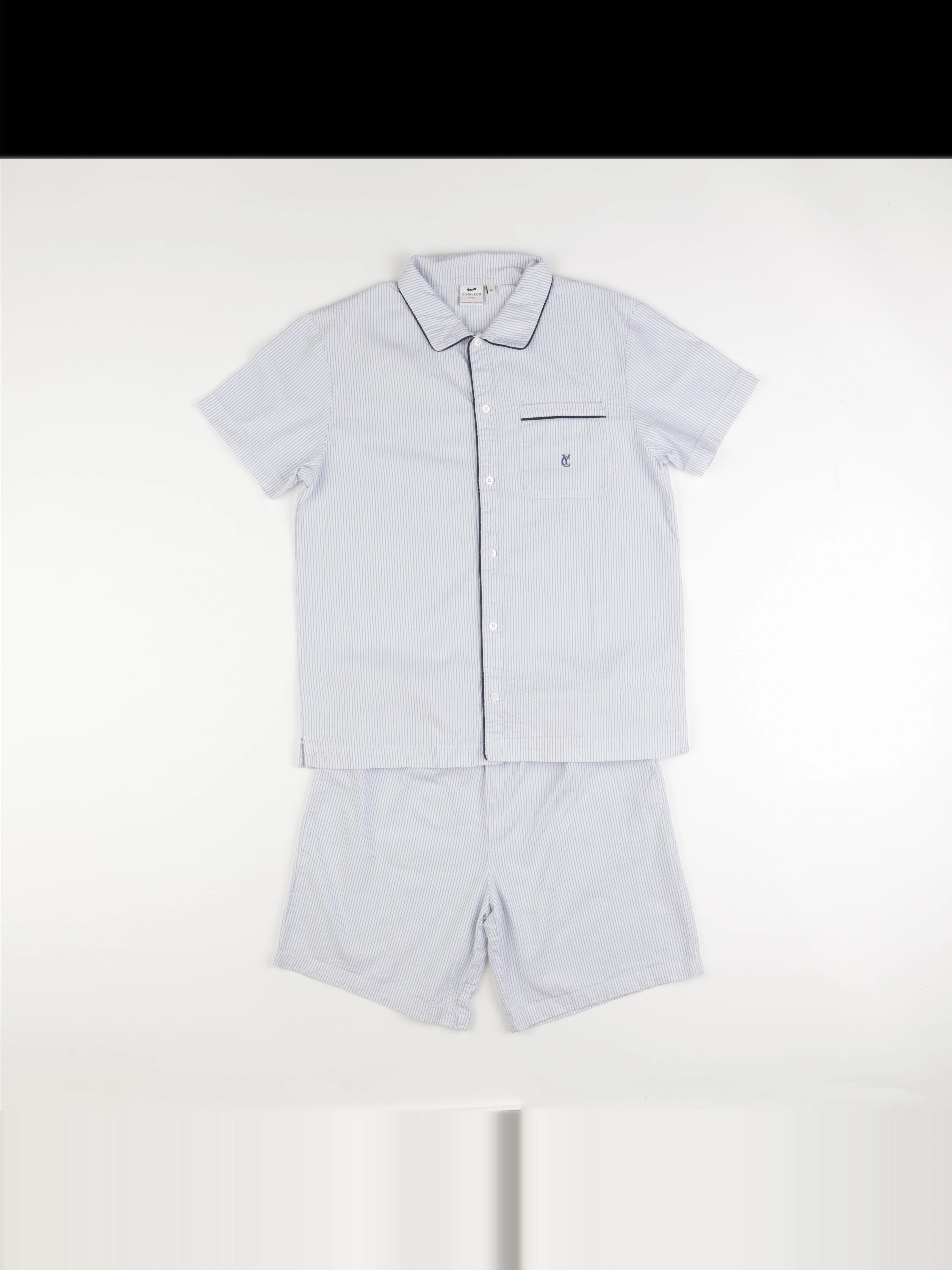 Cyrillus - pyjama coton bleu, blanc - 14 ans