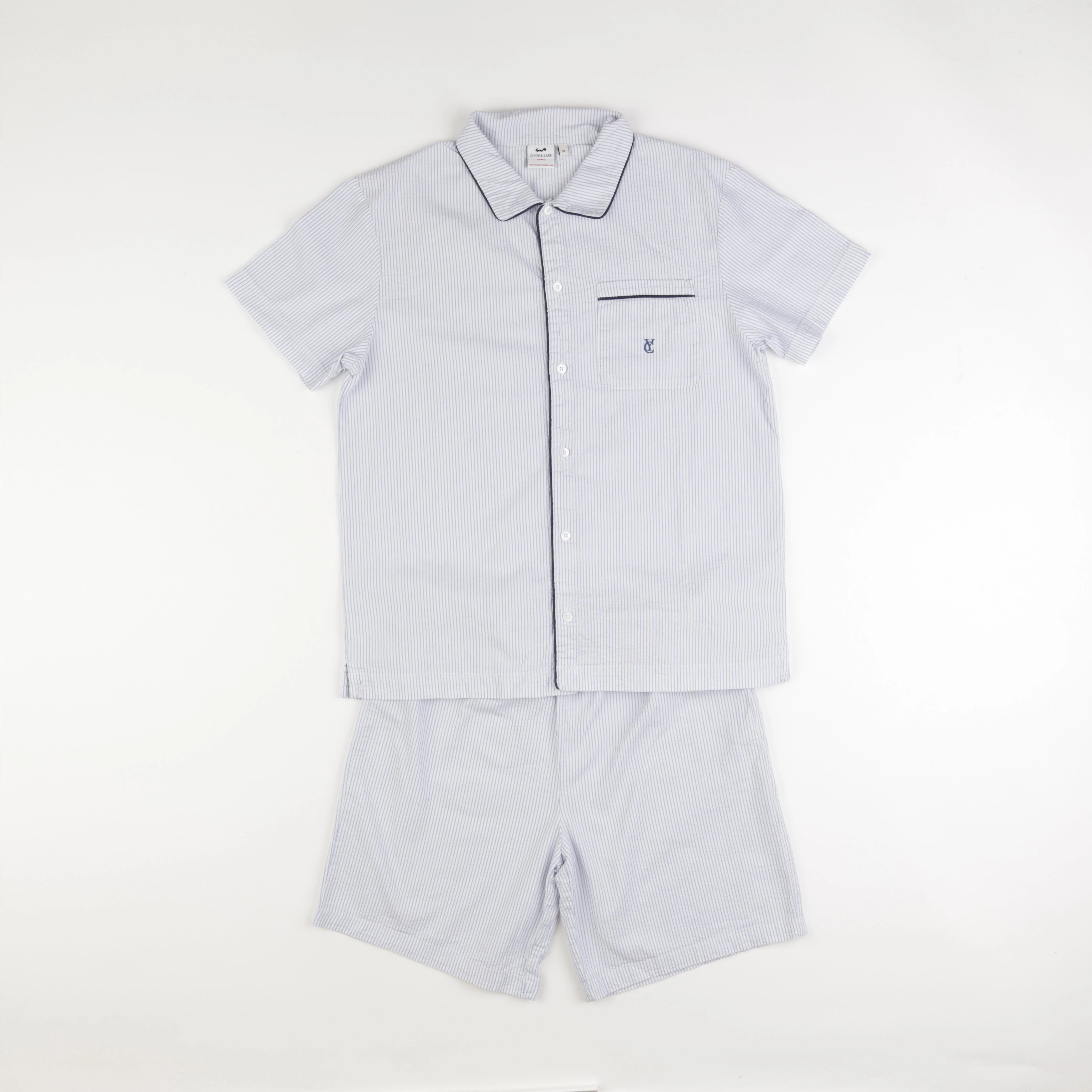 Cyrillus - pyjama coton bleu, blanc - 14 ans
