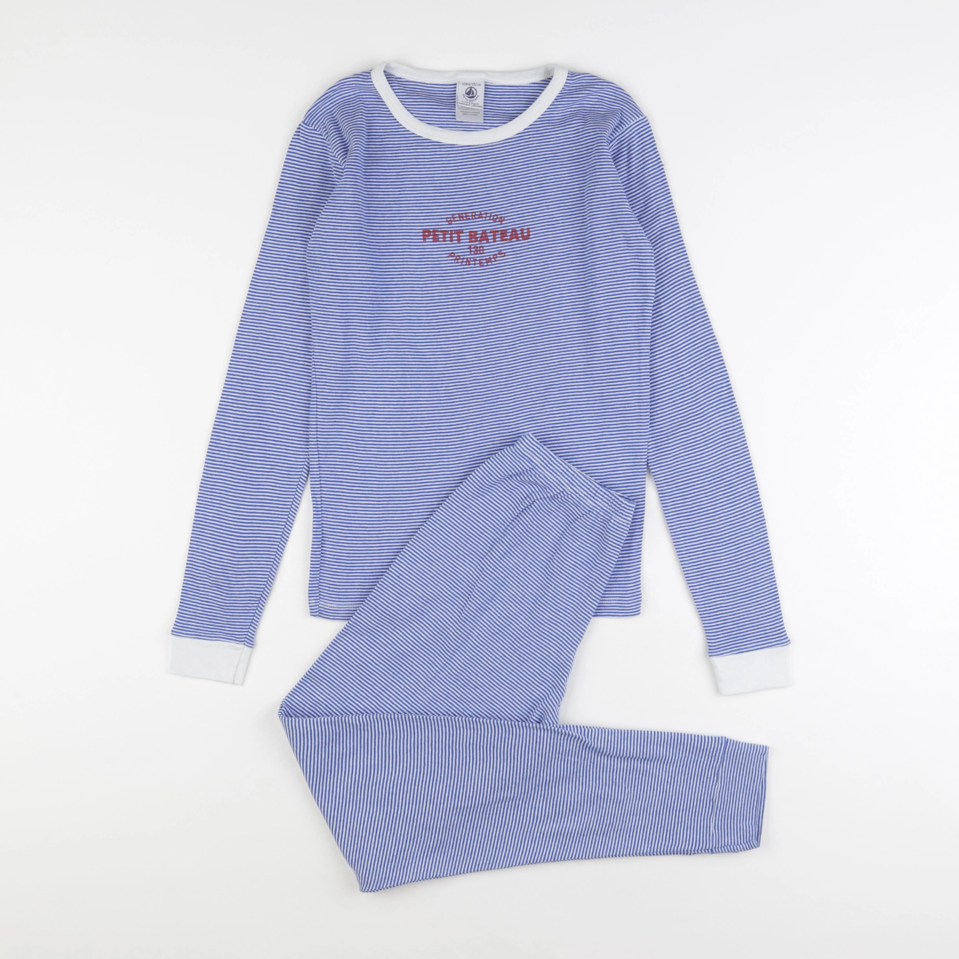 Petit Bateau - pyjama coton bleu - 12 ans