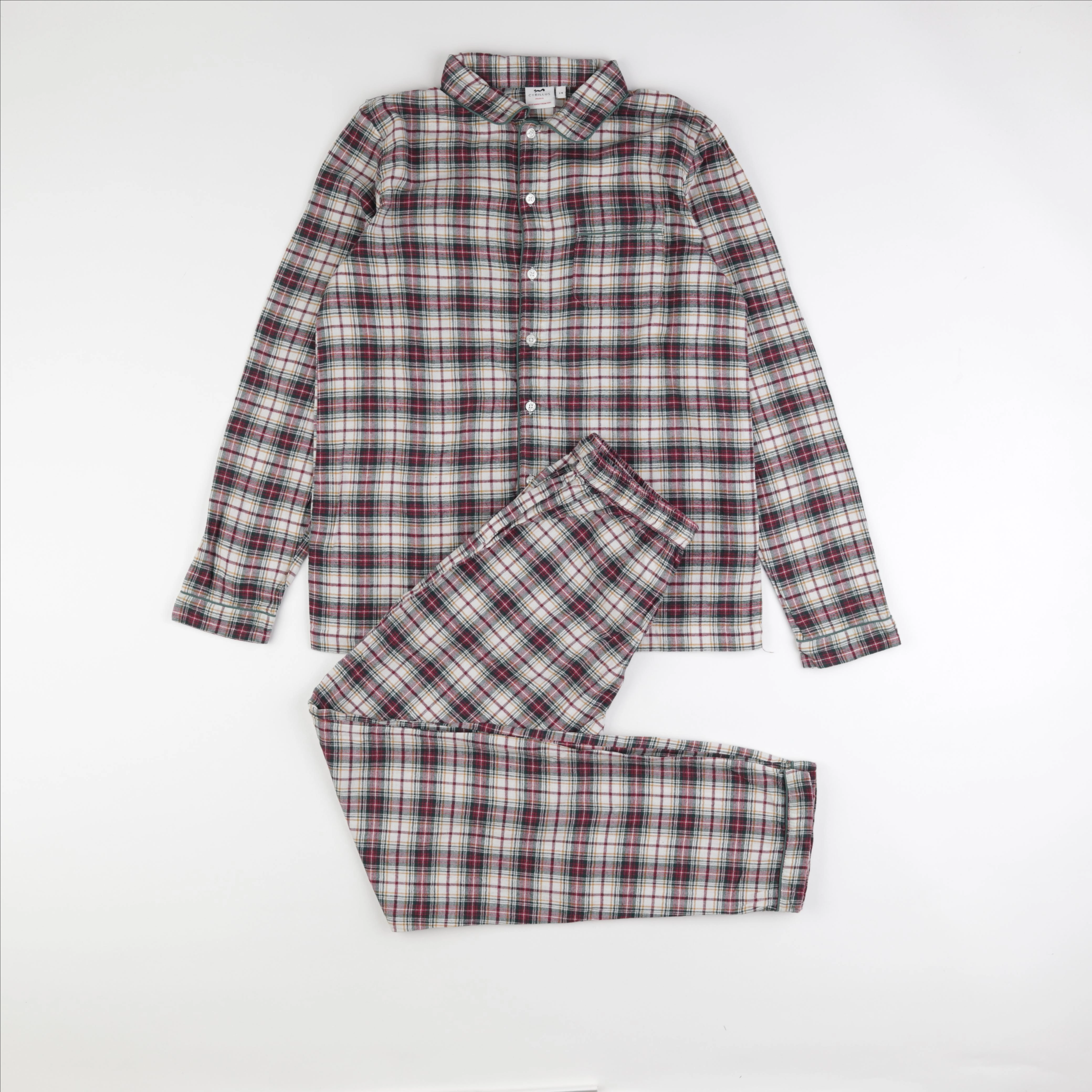 Cyrillus - pyjama coton rouge, vert - 14 ans