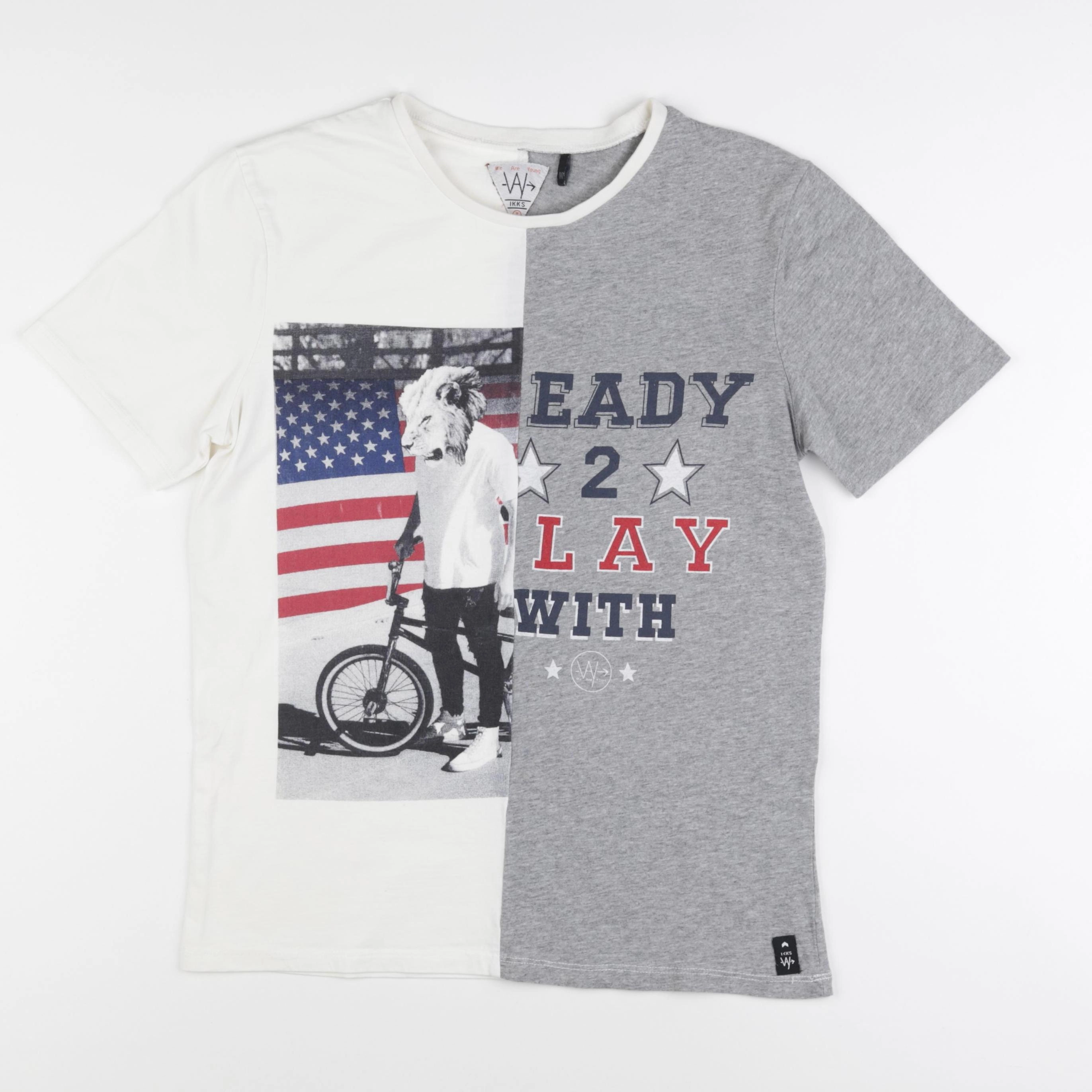 IKKS - tee-shirt blanc, gris - 16 ans