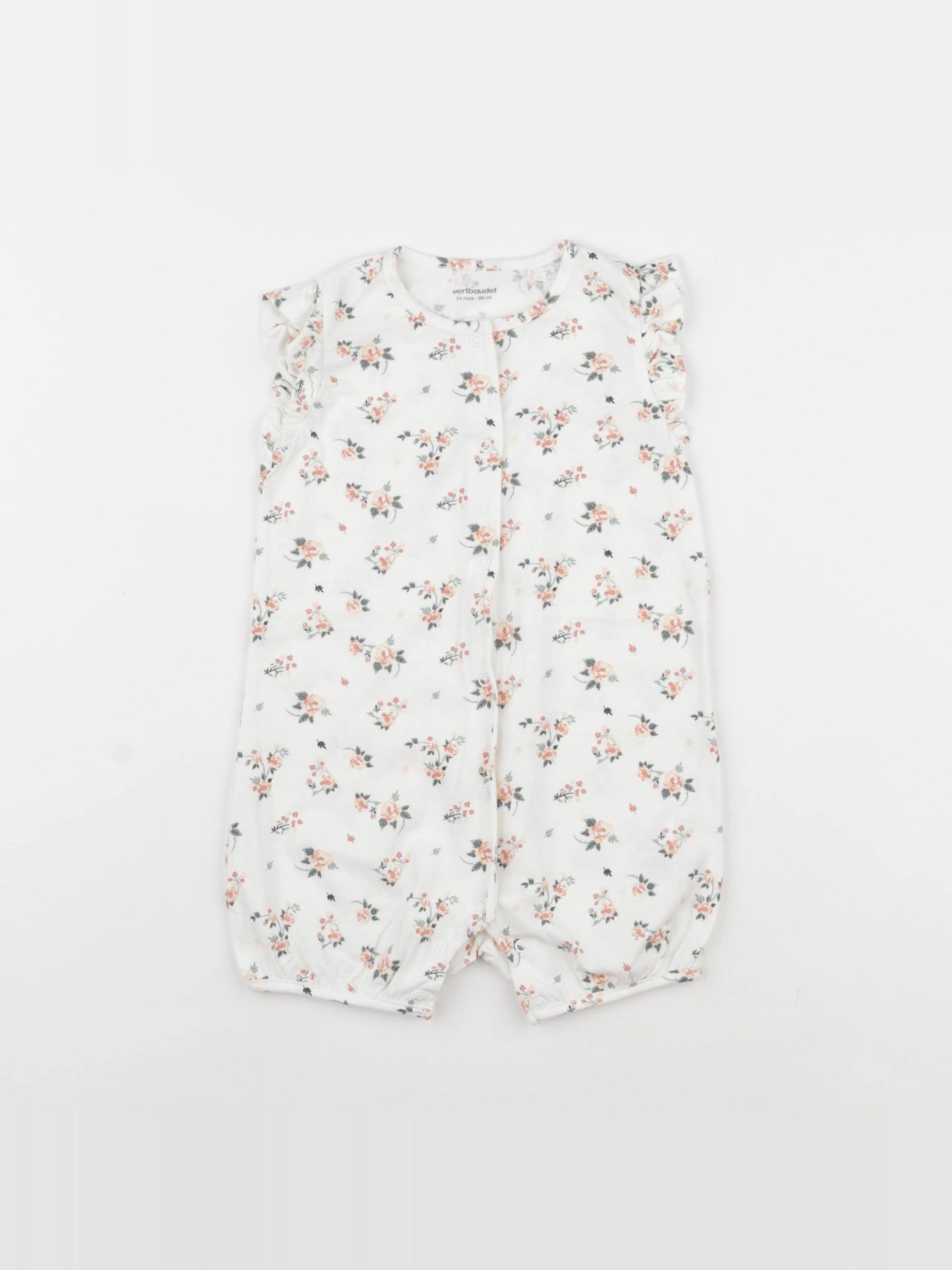 Vertbaudet - pyjama coton blanc, rose - 24 mois