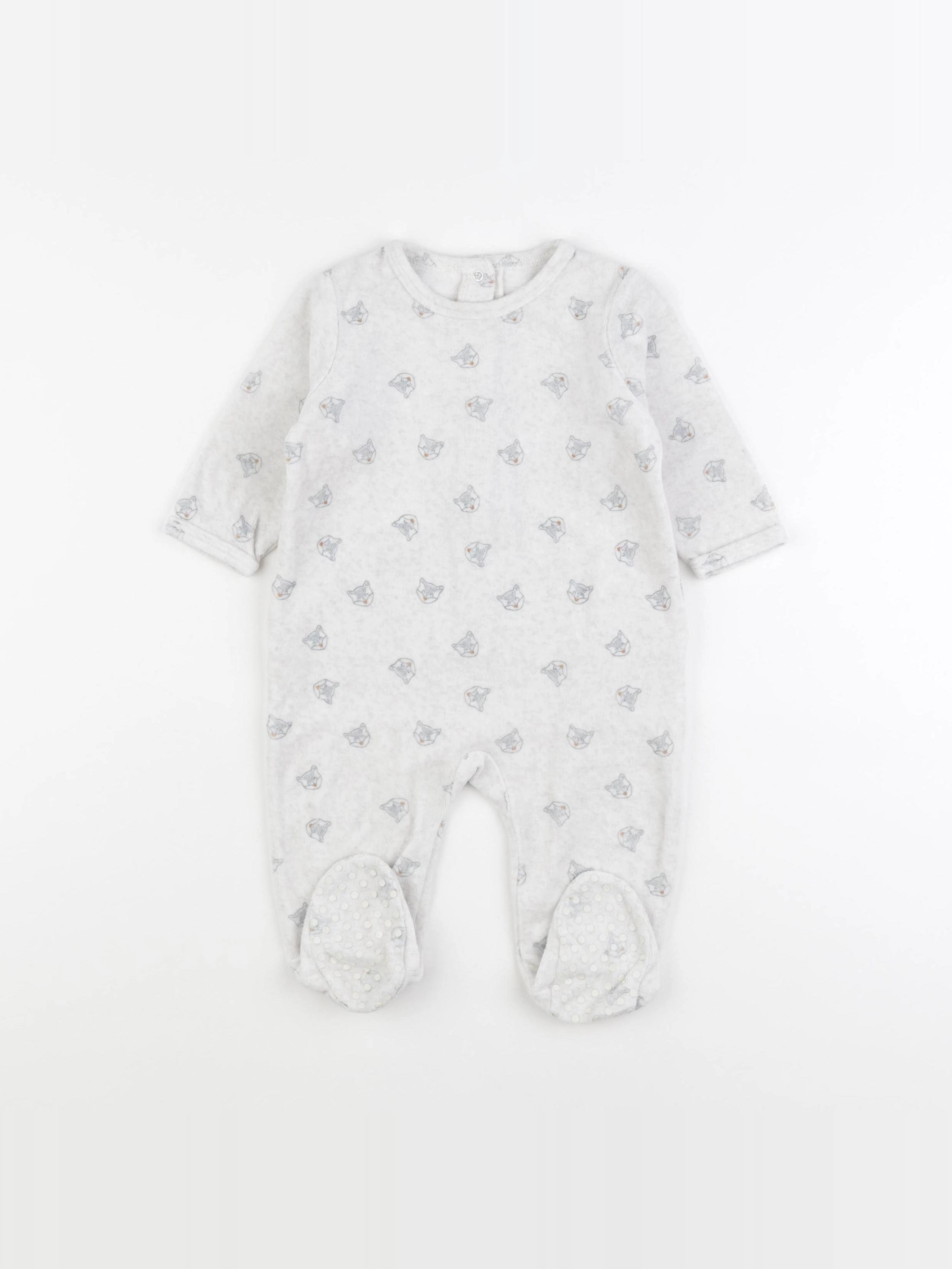 Vertbaudet - pyjama velours gris - 9 mois