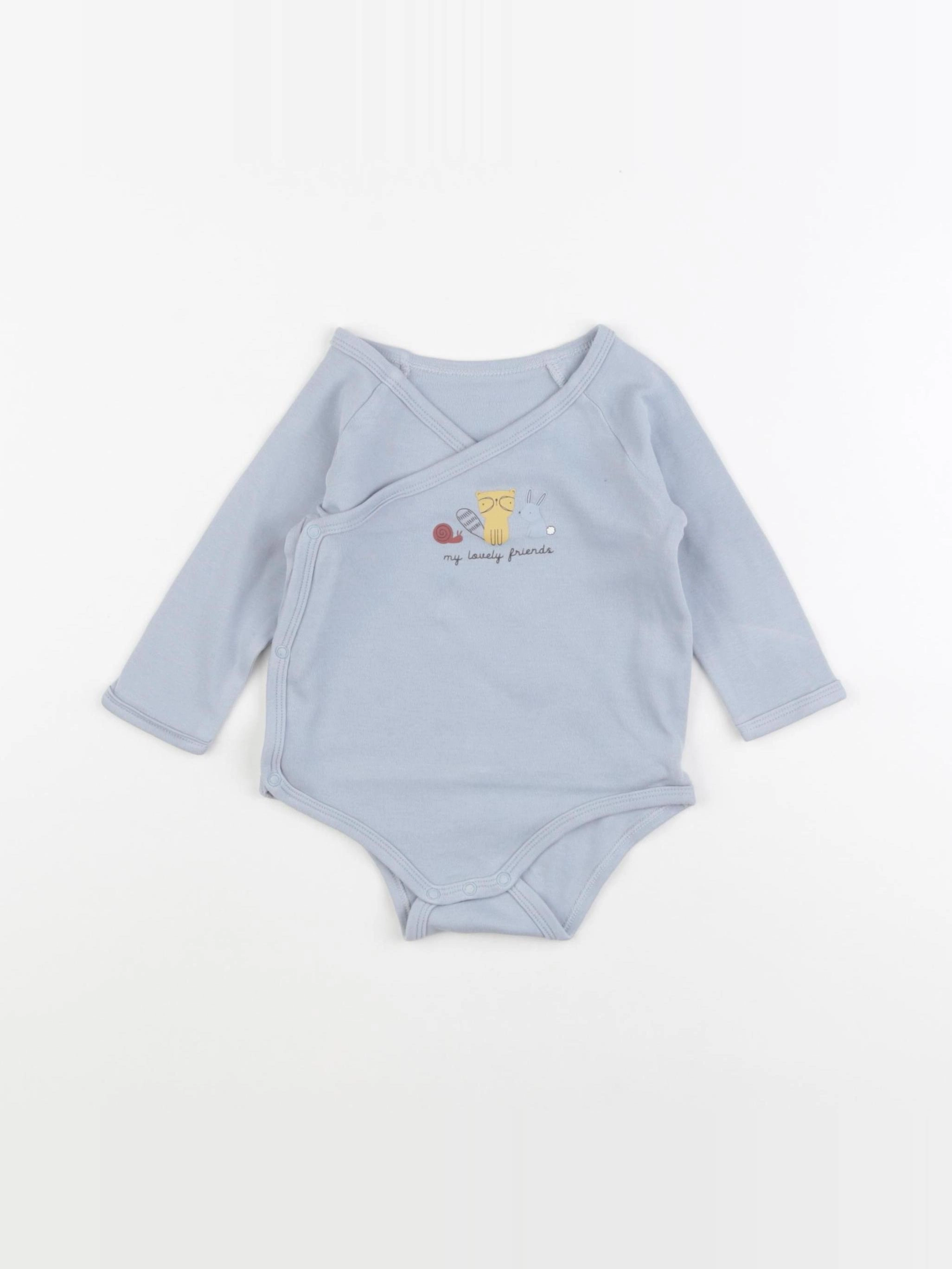 Vertbaudet - body gris, bleu - 9/12 mois