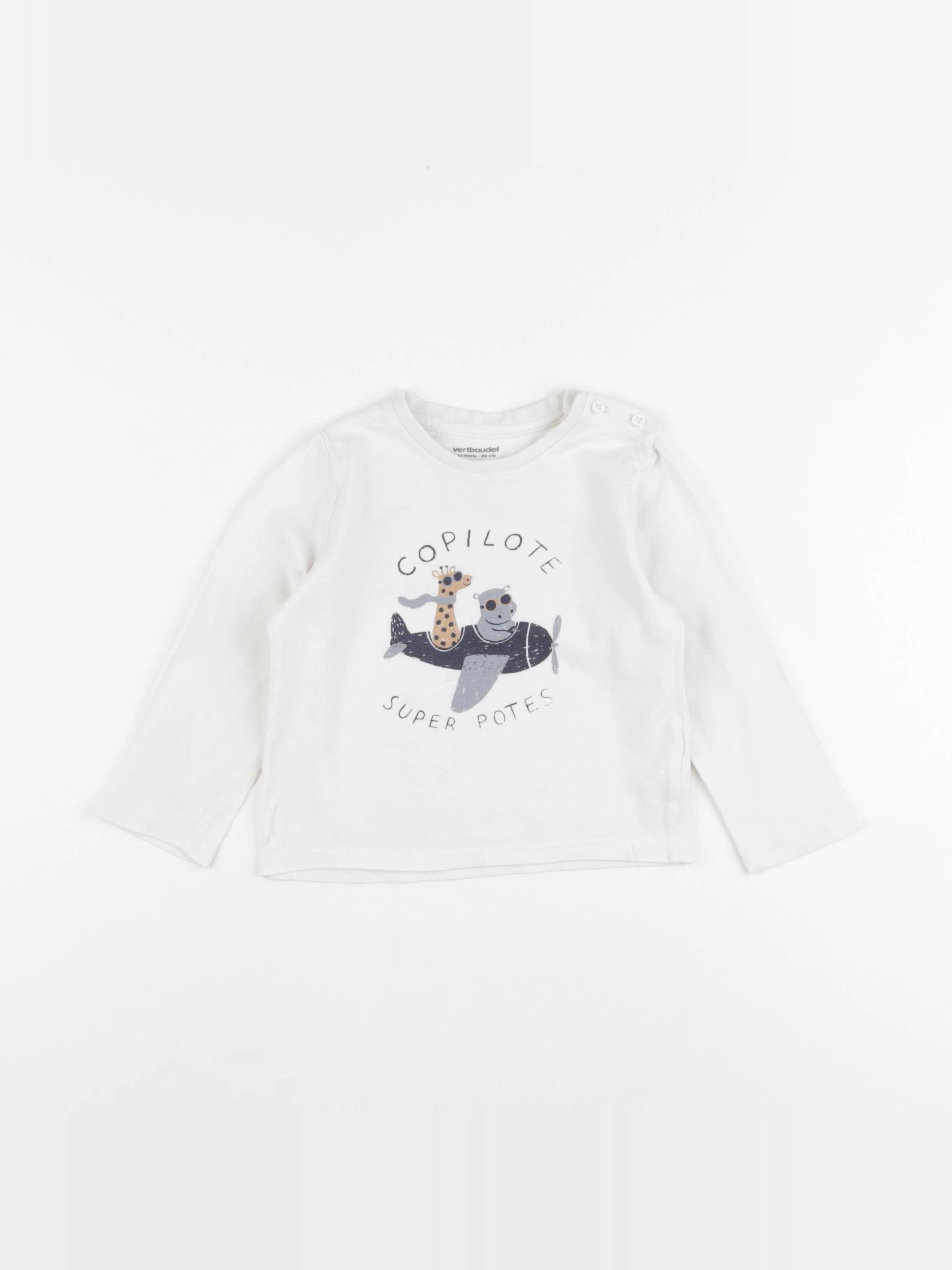 Vertbaudet - tee-shirt beige - 24 mois