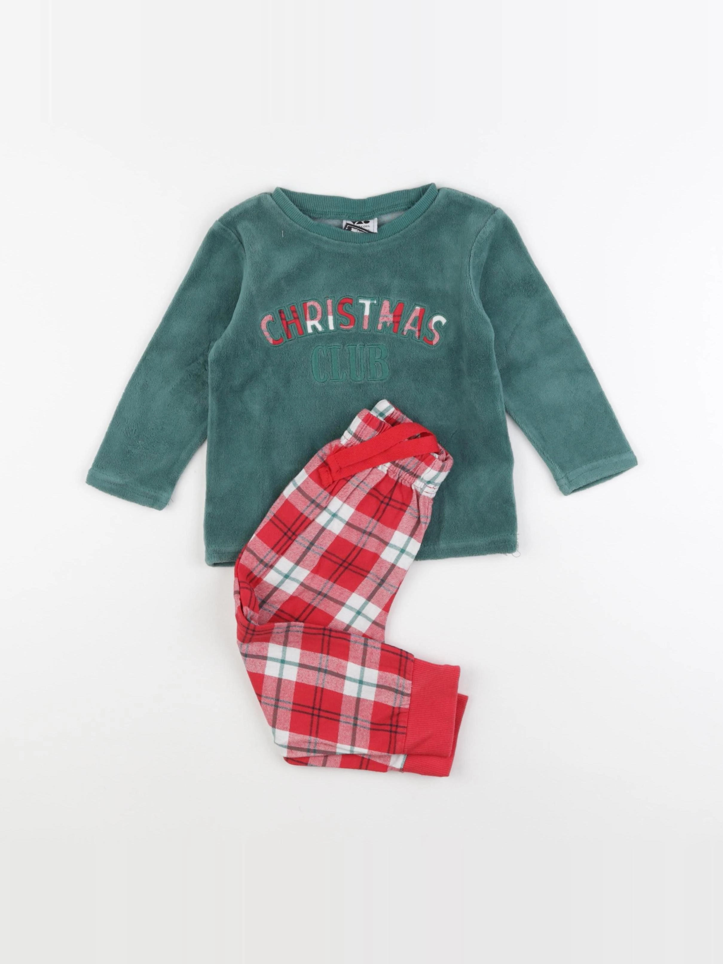 Tape à l'oeil - pyjama velours vert, rouge - 2 ans