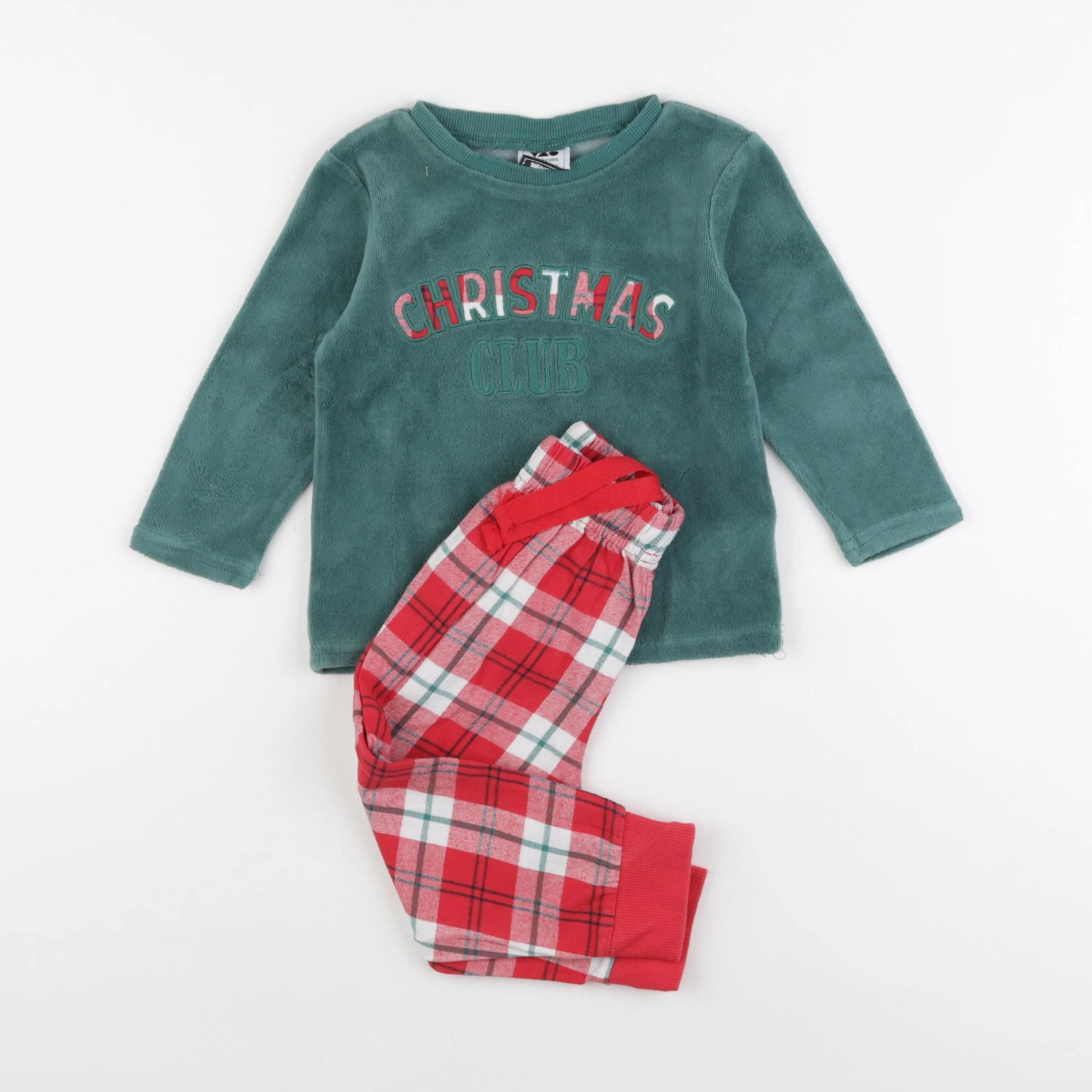 Tape à l'oeil - pyjama velours vert, rouge - 2 ans
