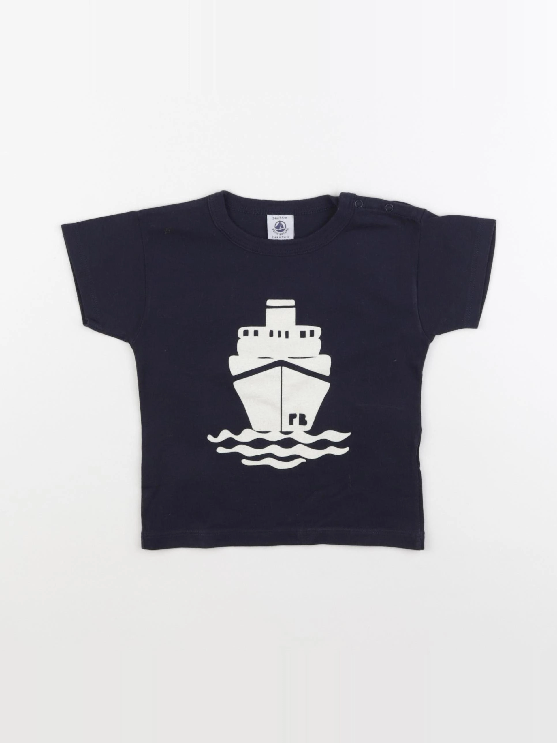 Petit Bateau - tee-shirt bleu - 24 mois