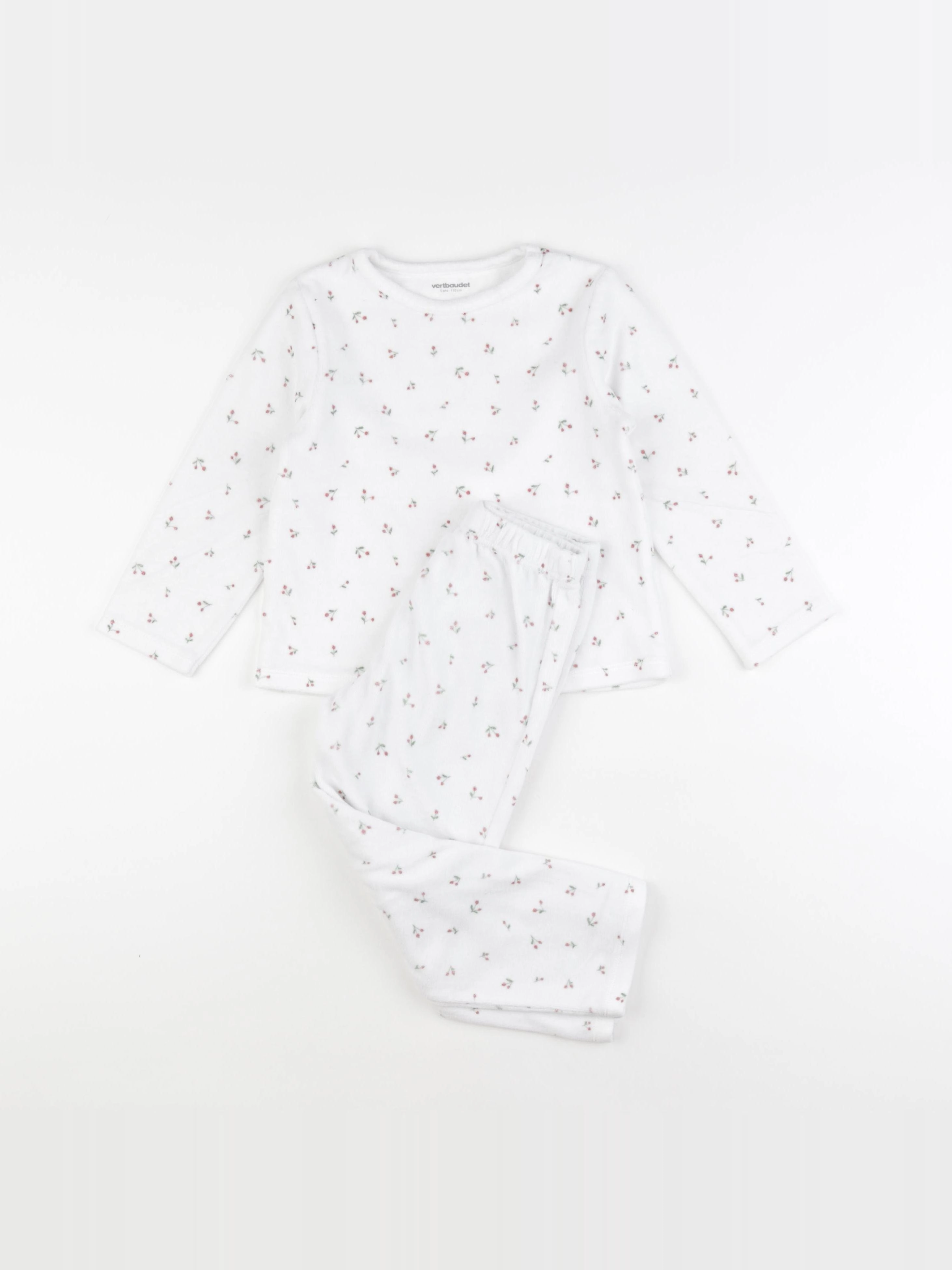 Vertbaudet - pyjama velours blanc - 5 ans
