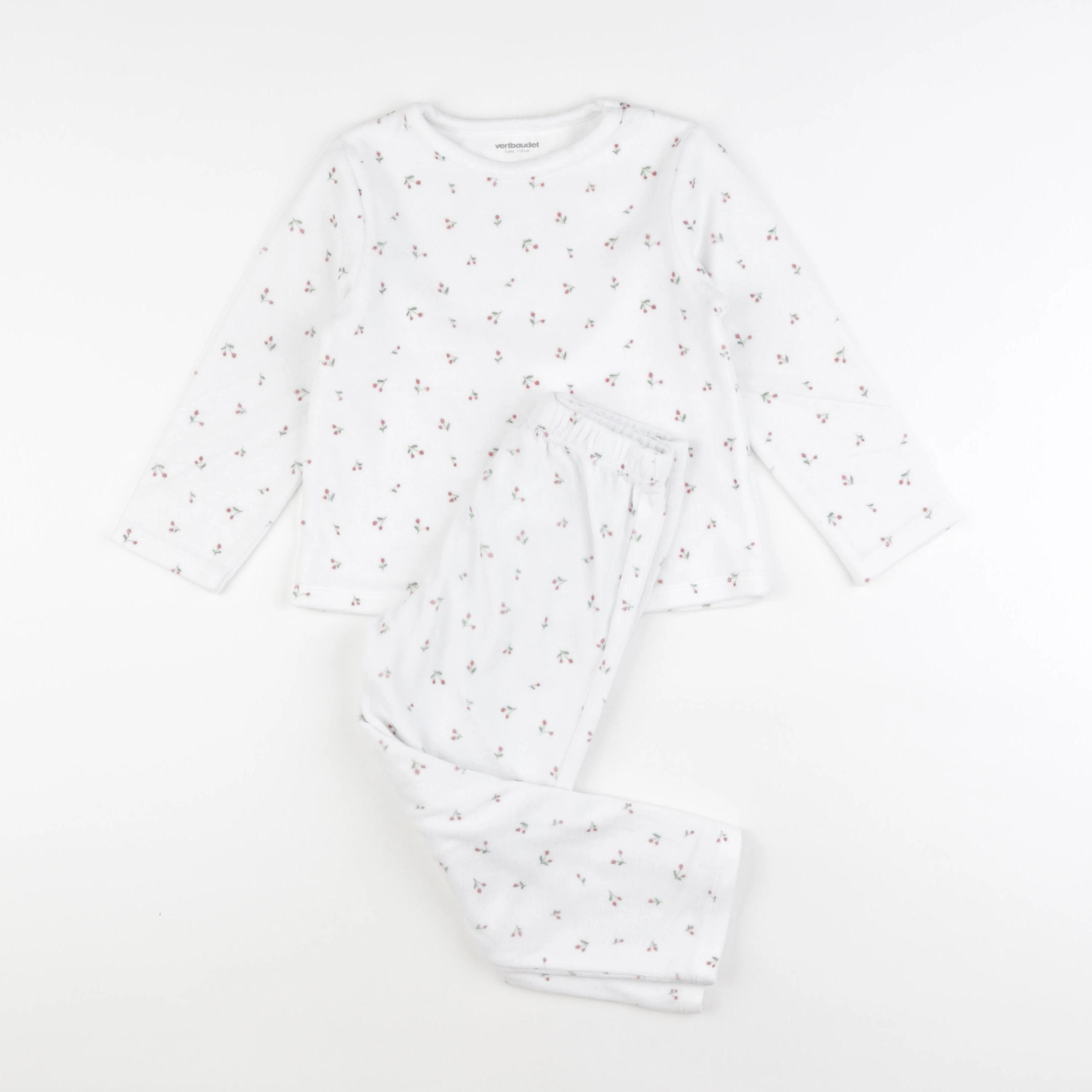 Vertbaudet - pyjama velours blanc - 5 ans