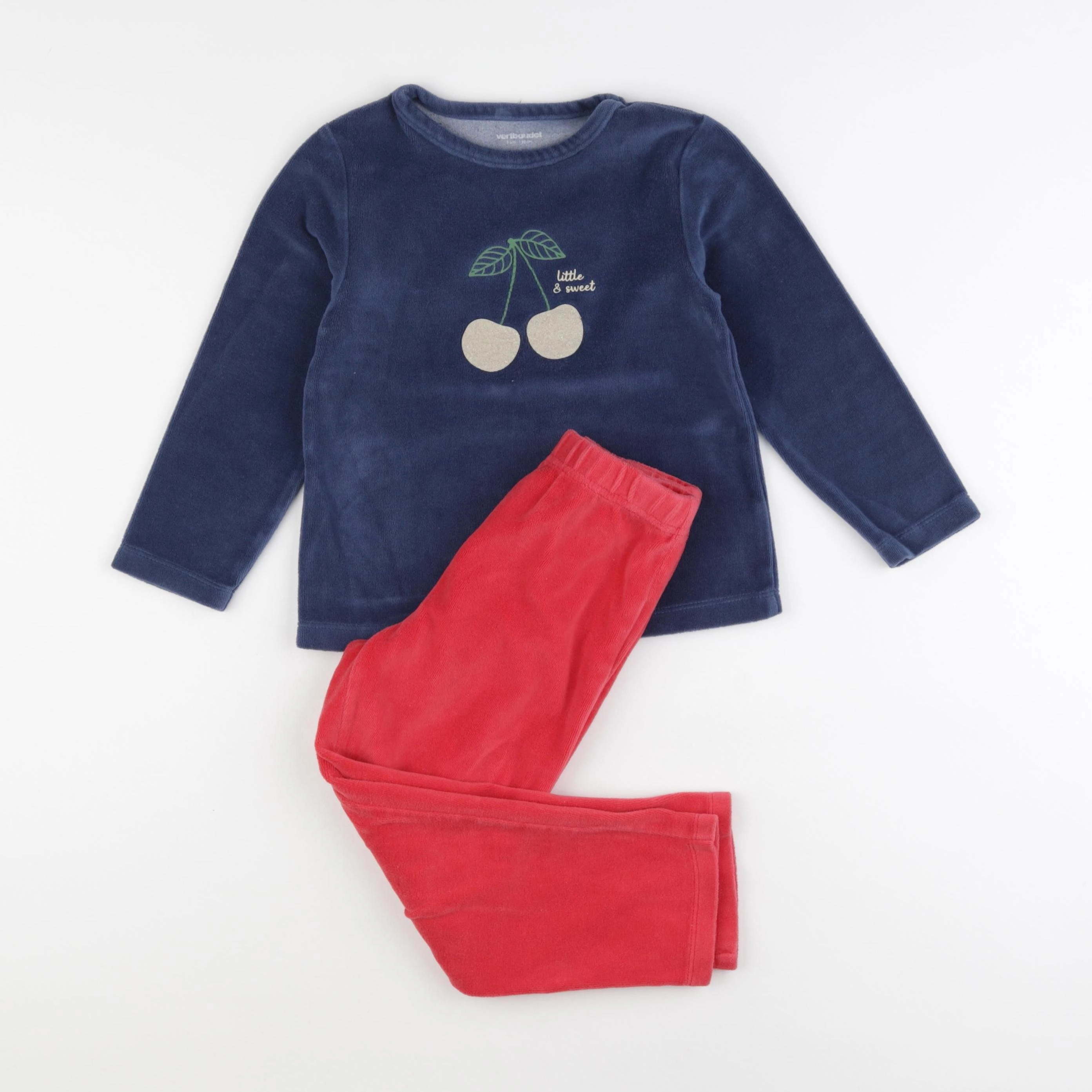 Vertbaudet - pyjama velours bleu - 5 ans