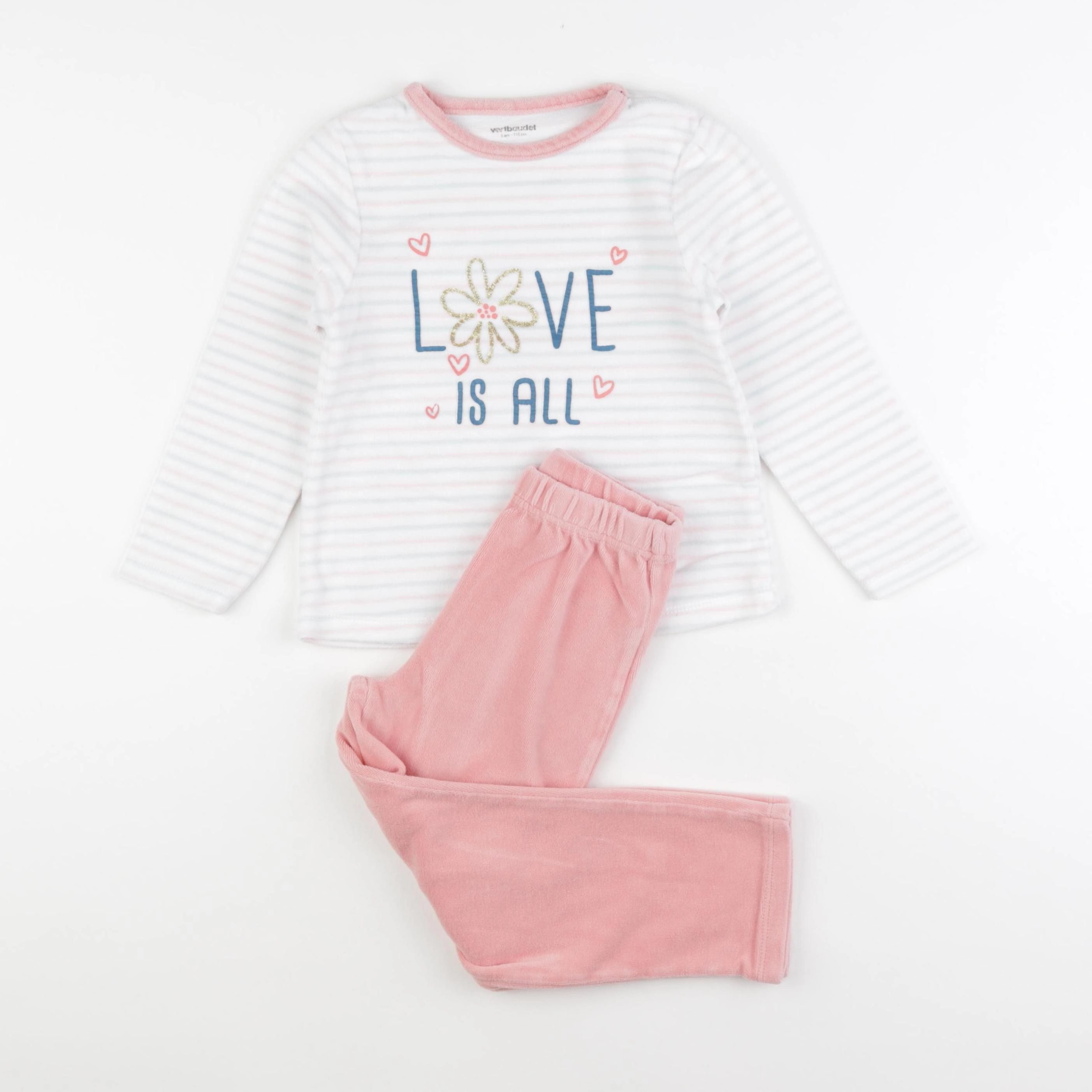 Vertbaudet - pyjama velours rose - 5 ans