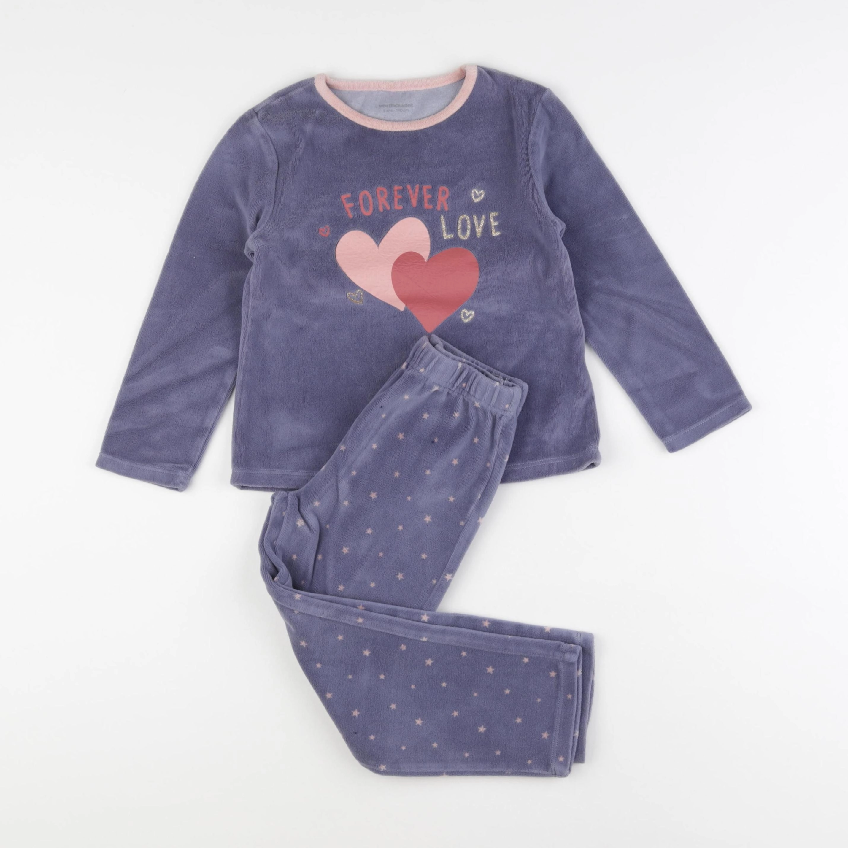 Vertbaudet - pyjama velours bleu - 5 ans