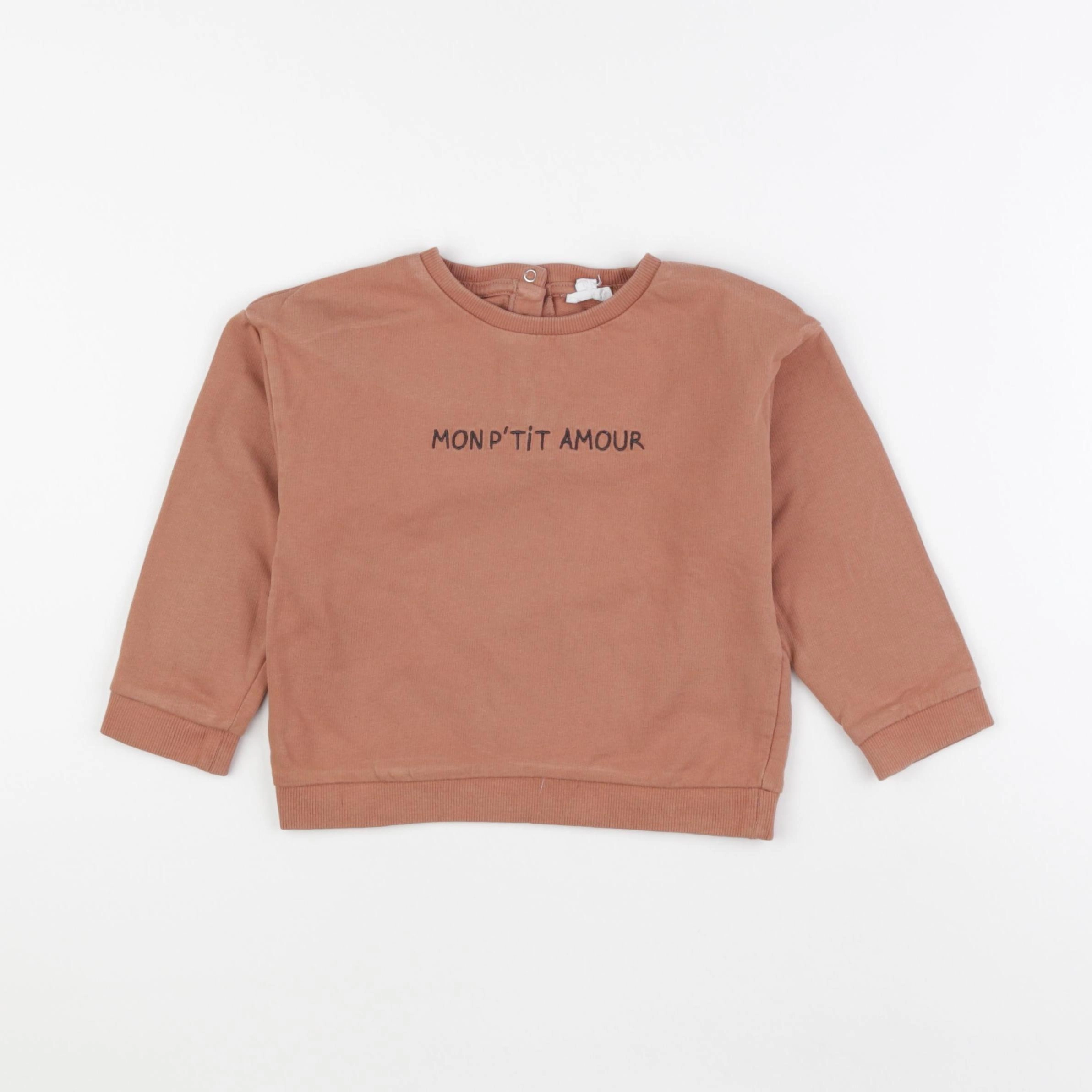 Vertbaudet - sweat marron - 36 mois