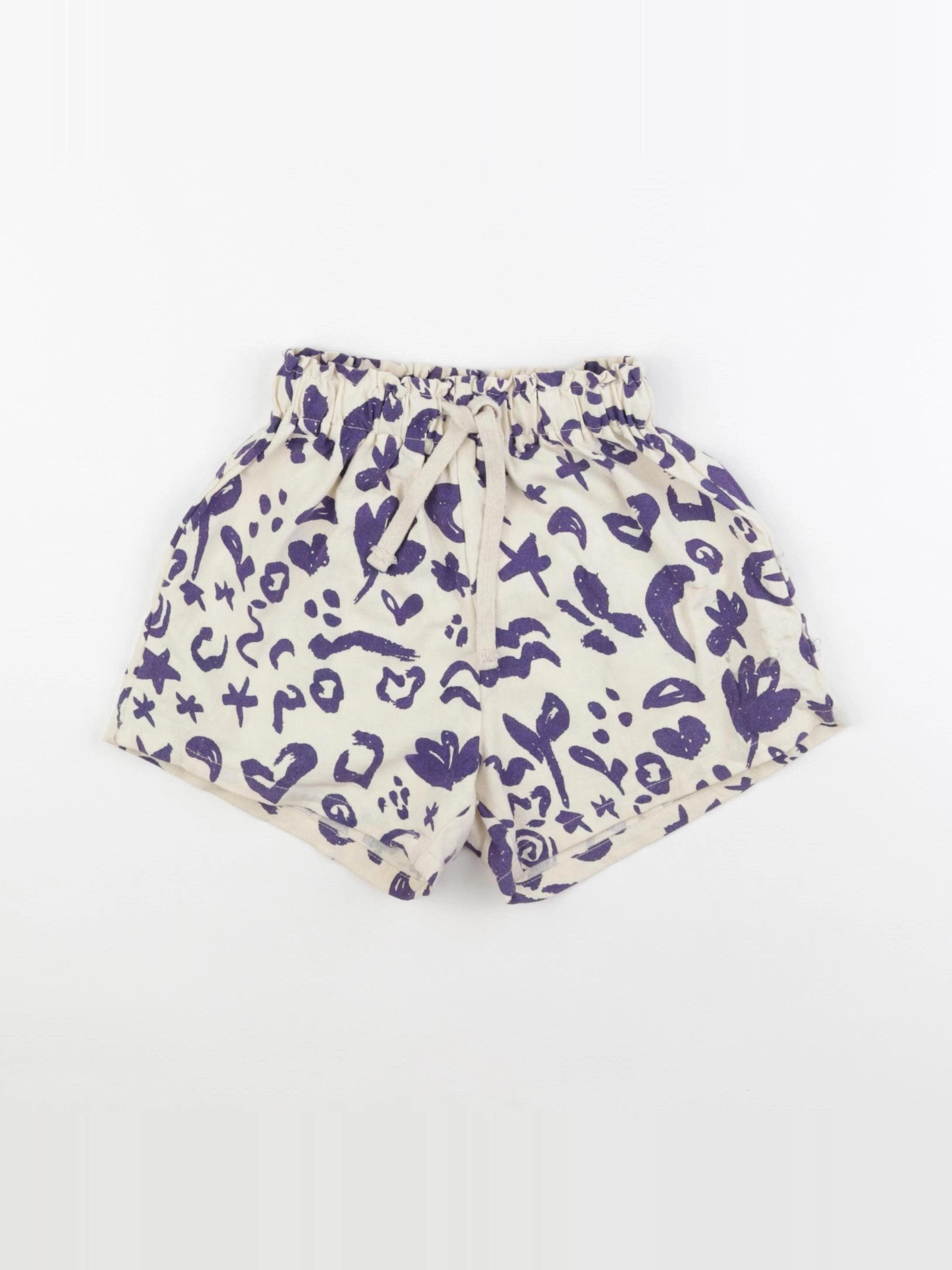 Gamin gamine - short beige, violet - 6/7 ans