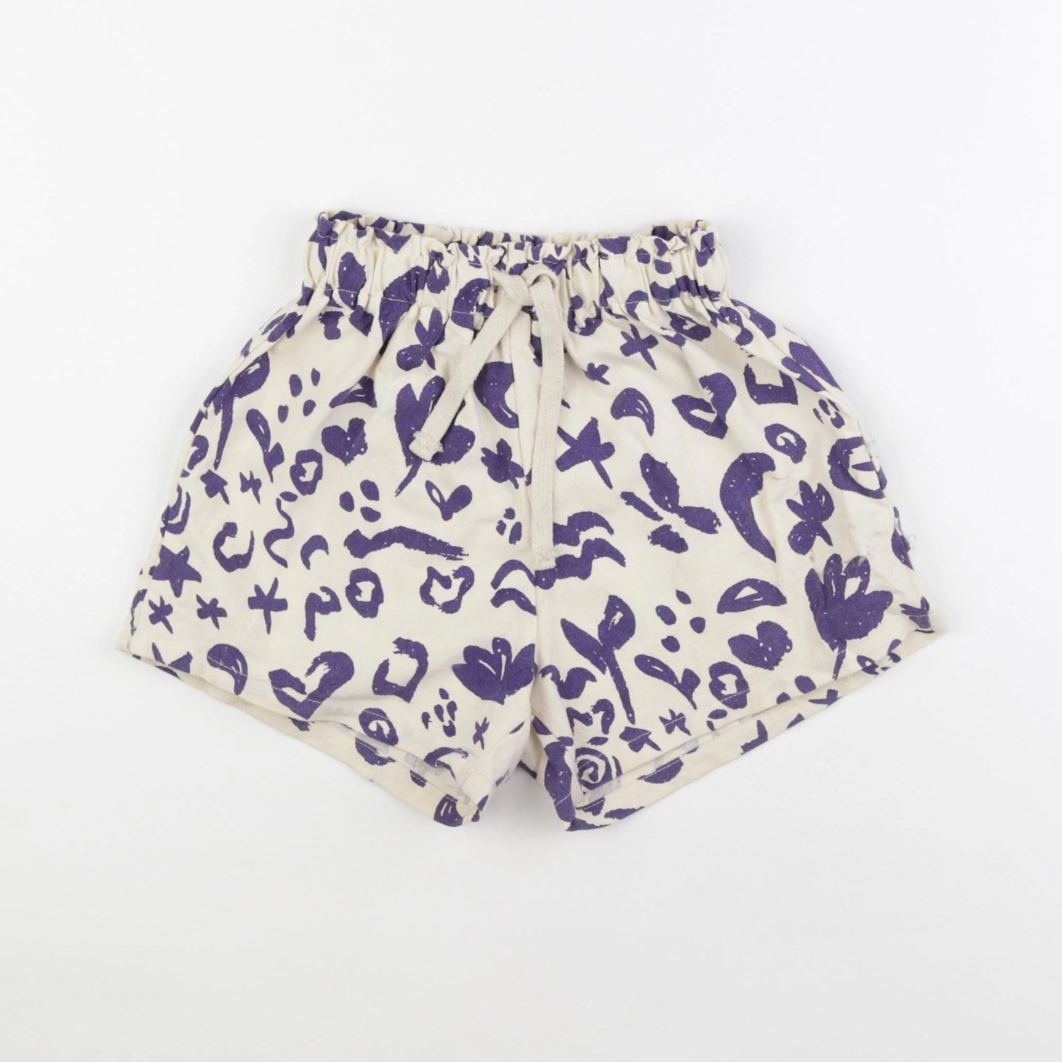 Gamin gamine - short beige, violet - 6/7 ans