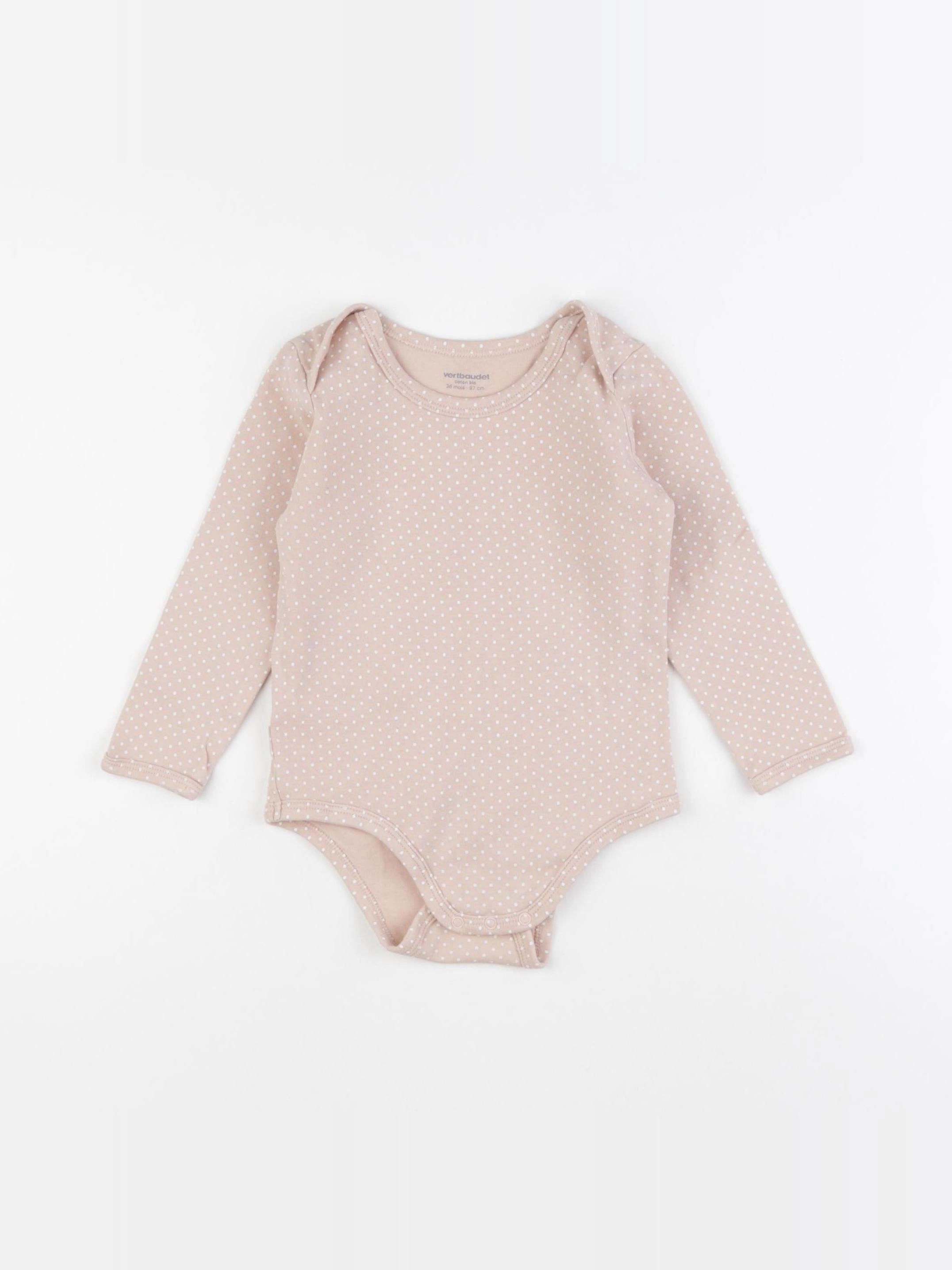 Vertbaudet - body rose, blanc - 36 mois