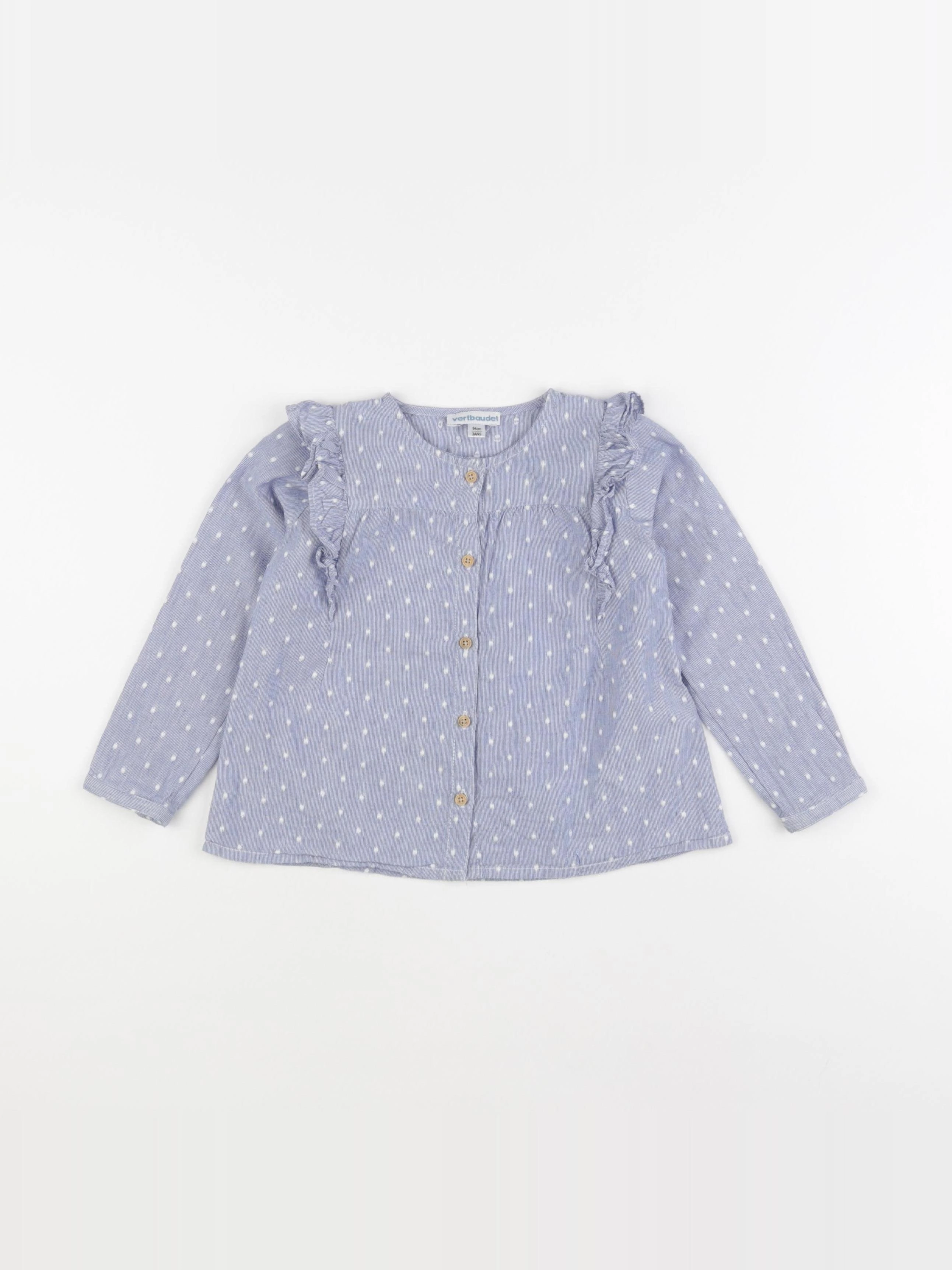 Vertbaudet - blouse bleu, blanc - 3 ans