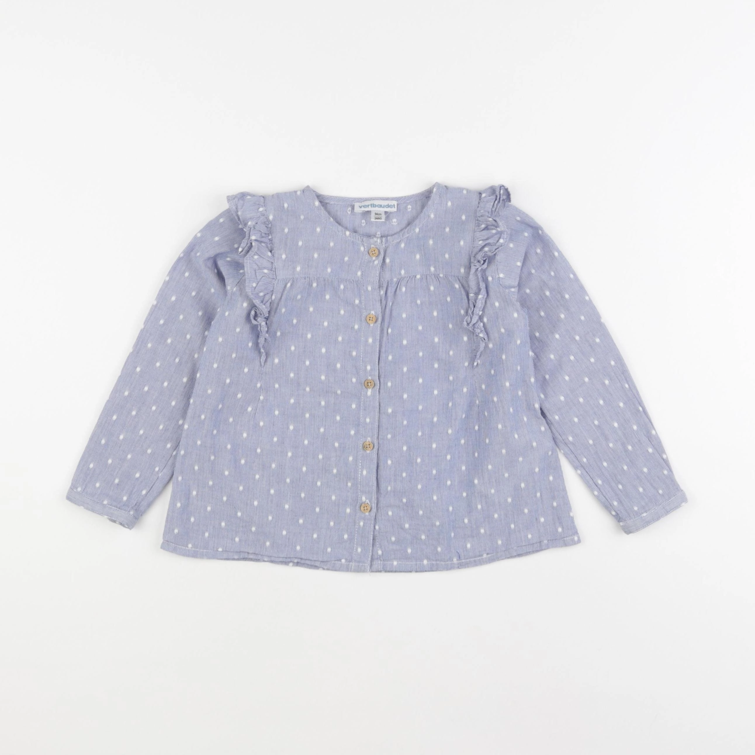 Vertbaudet - blouse bleu, blanc - 3 ans