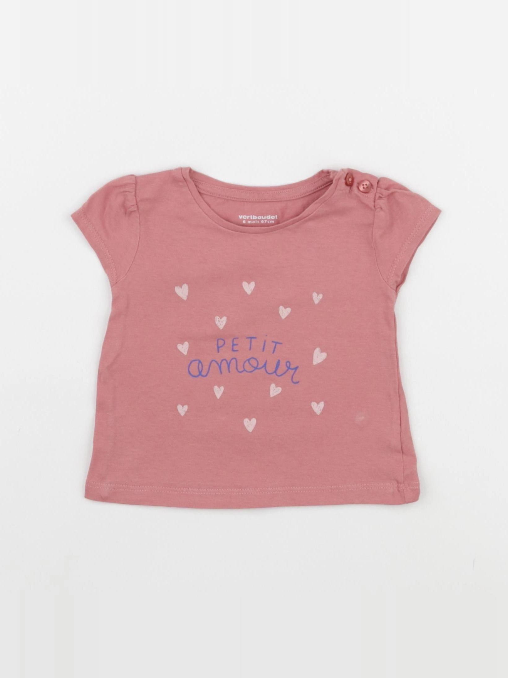 Vertbaudet - tee-shirt rose - 6 mois