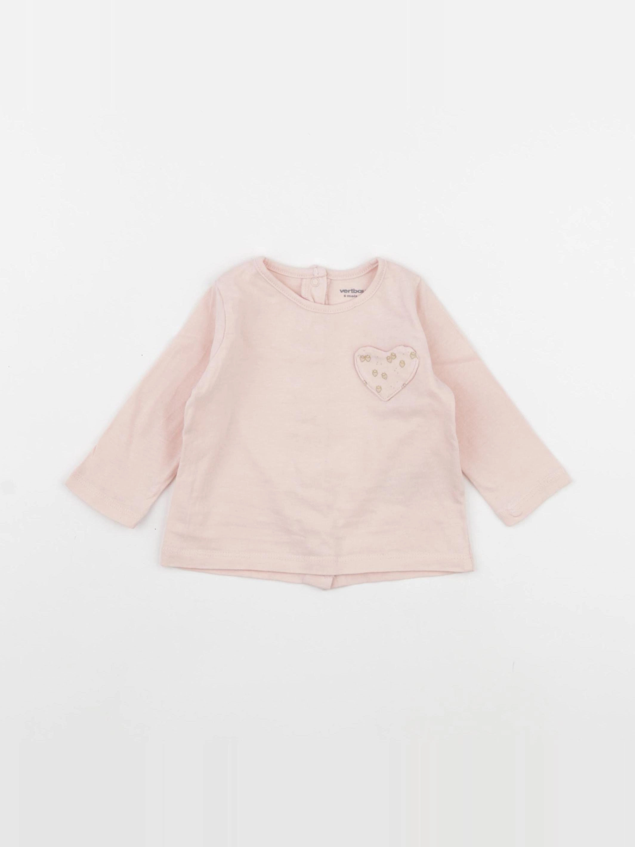 Vertbaudet - tee-shirt rose - 6 mois