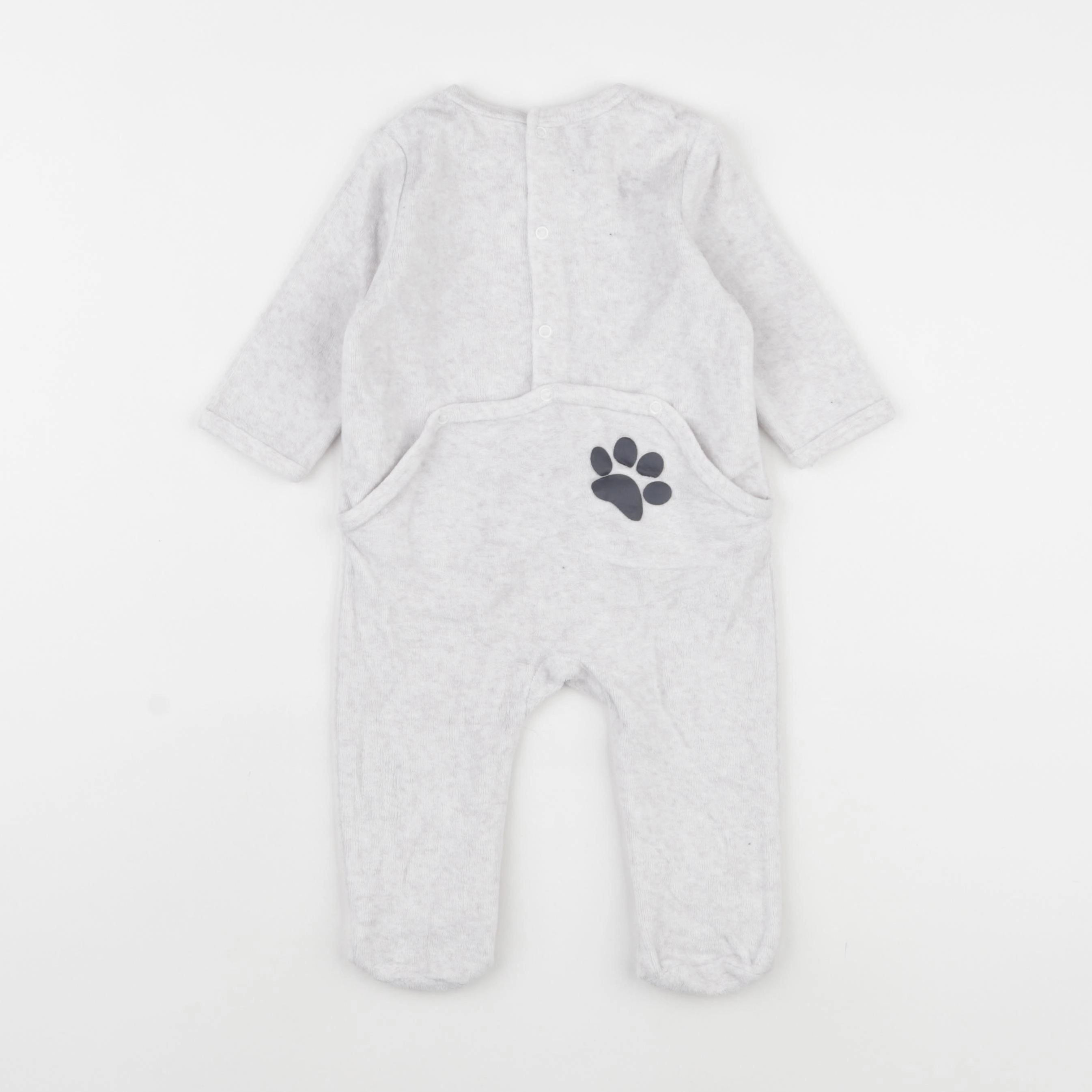 Vertbaudet - pyjama velours gris - 6 mois