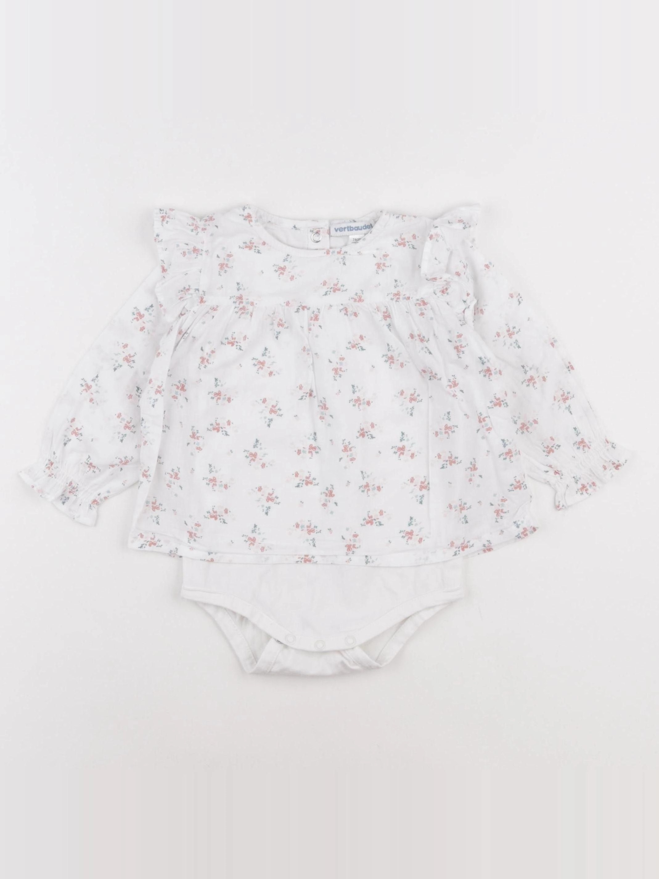 Vertbaudet - body blouse blanc - 12 mois