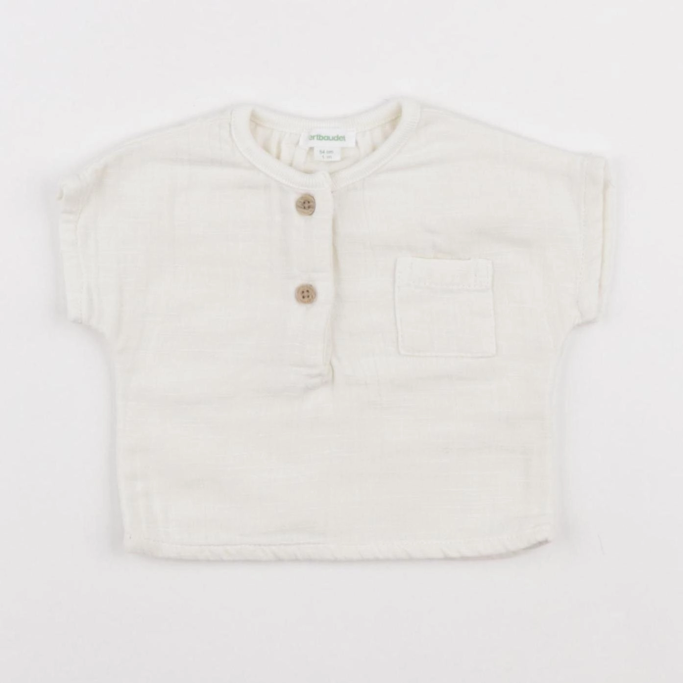 Vertbaudet - chemise beige - 1 mois