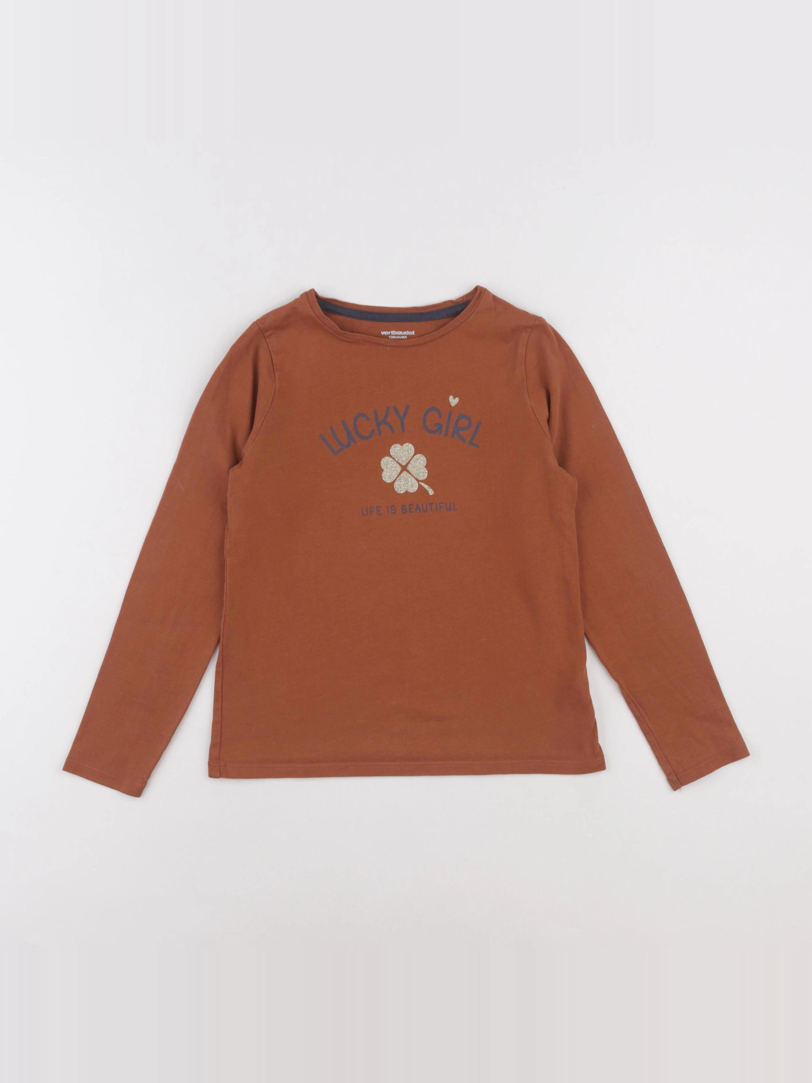 Vertbaudet - tee-shirt marron - 8 ans