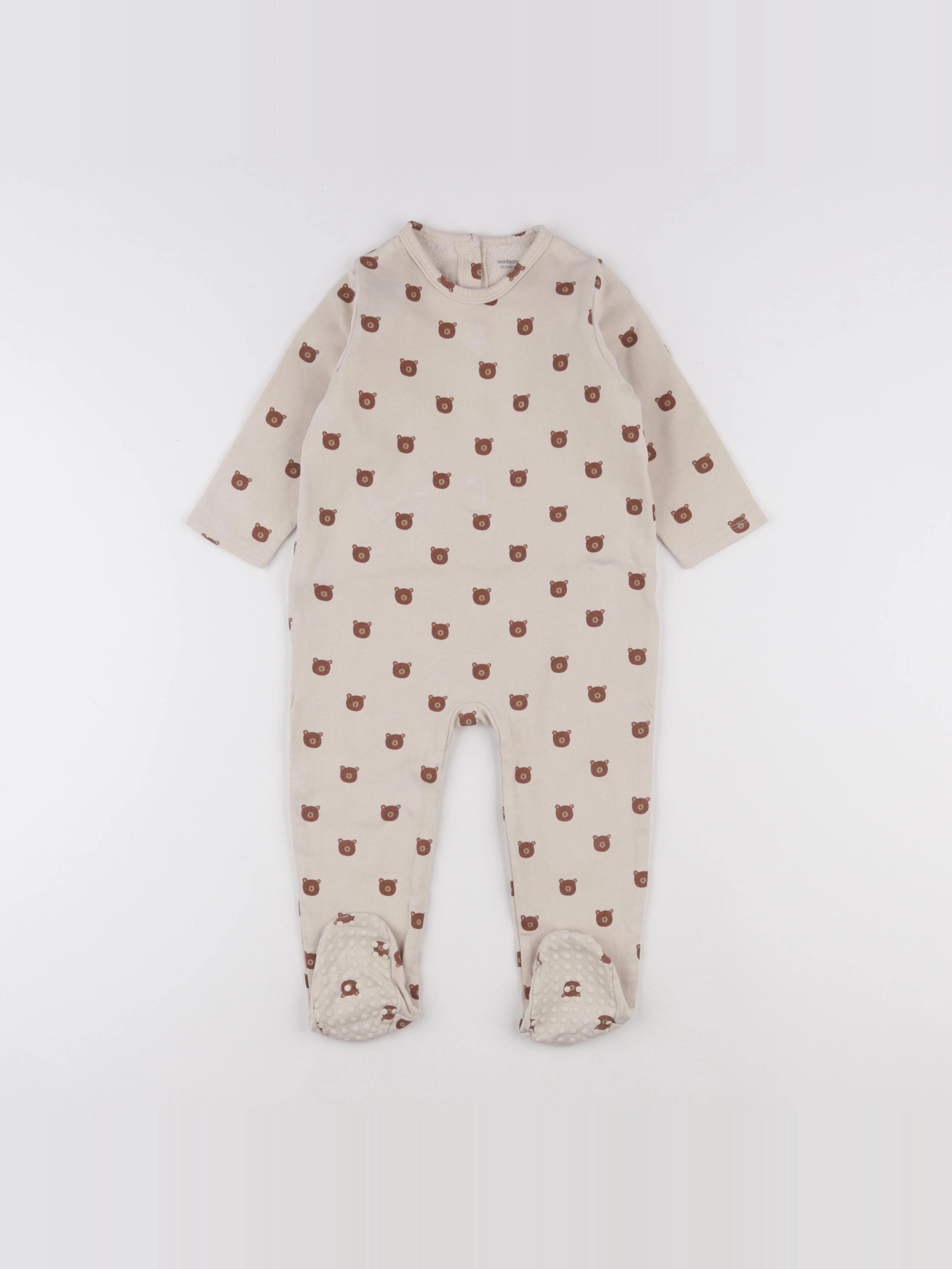 Vertbaudet - pyjama coton beige - 24 mois