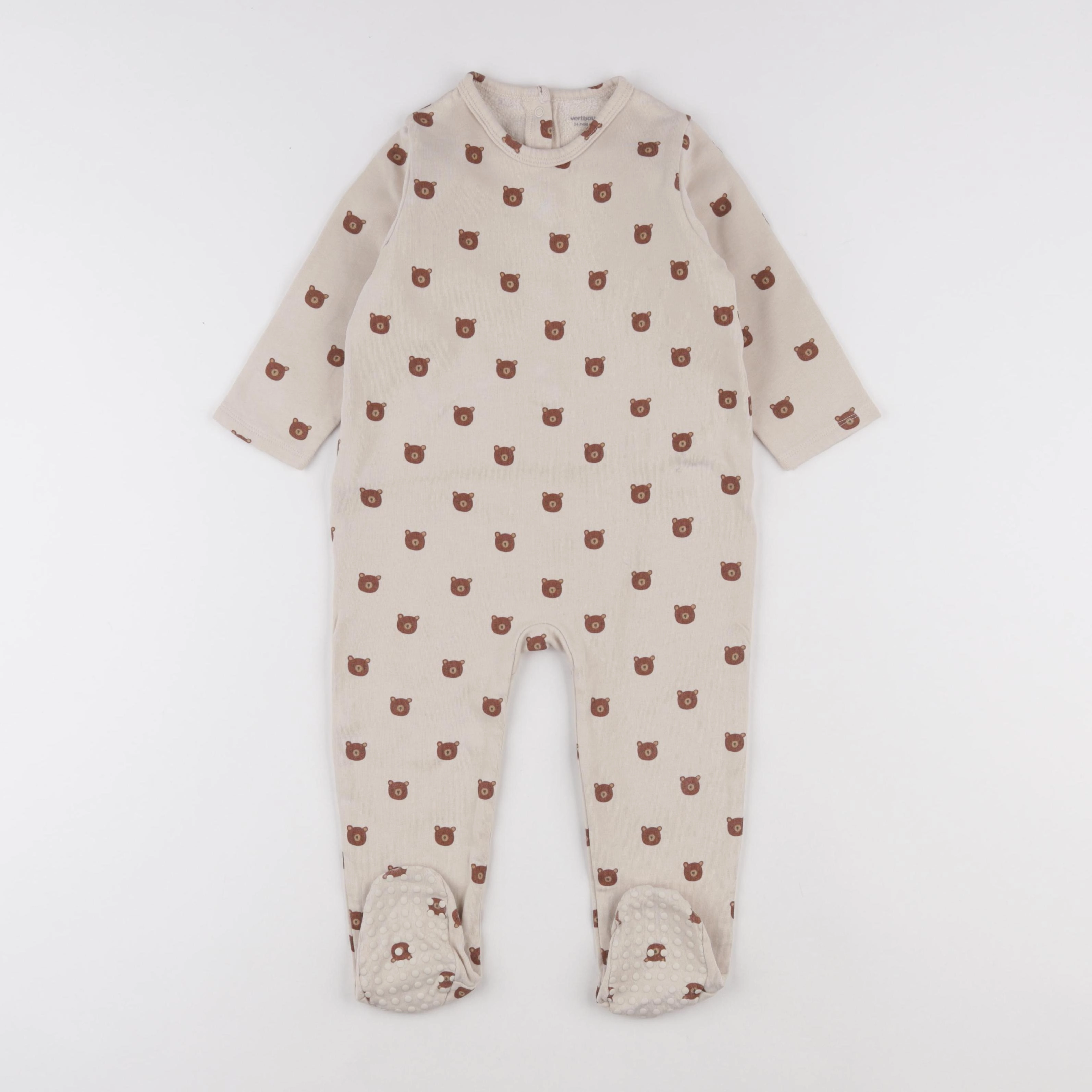 Vertbaudet - pyjama coton beige - 24 mois