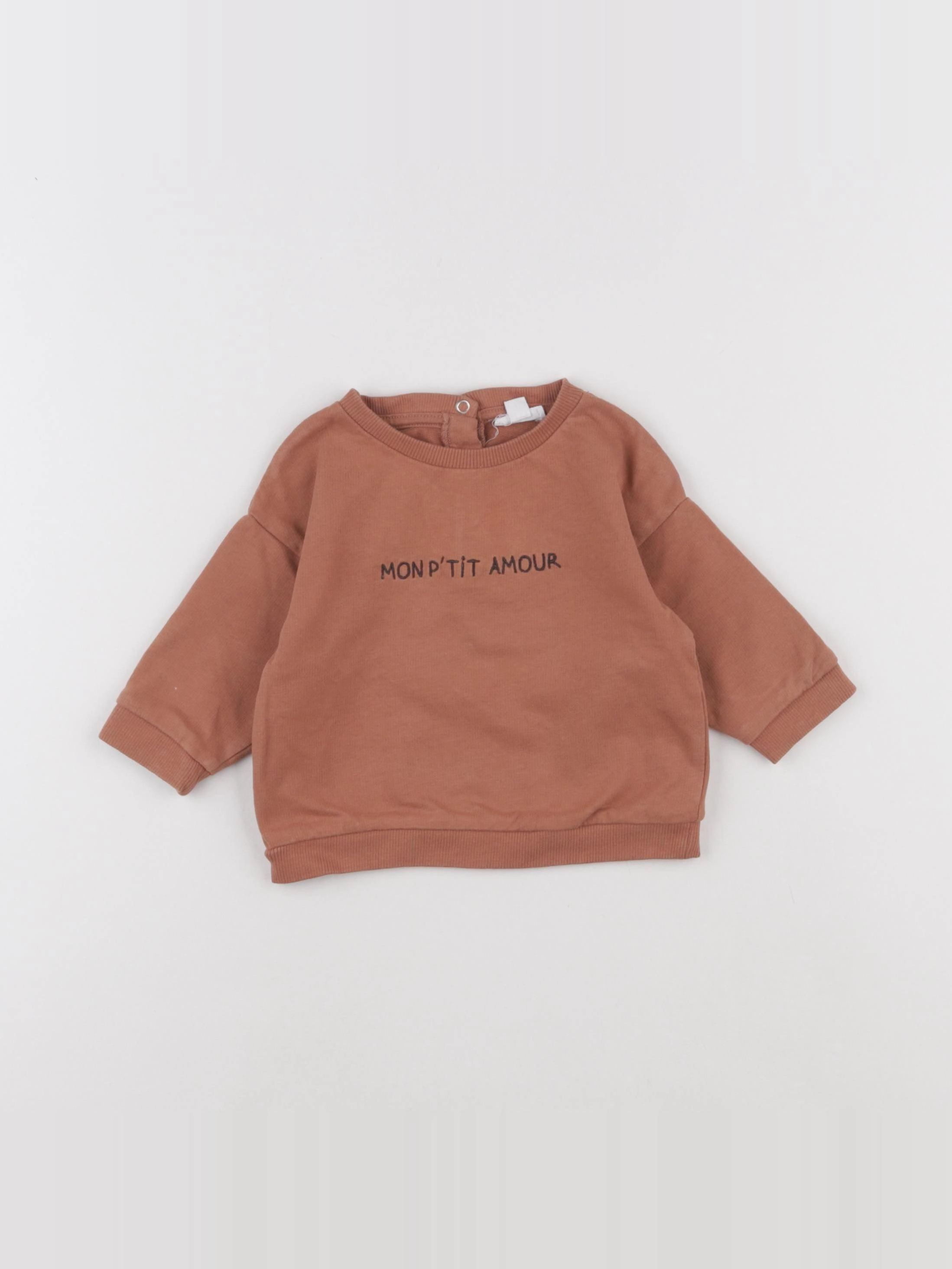 Vertbaudet - sweat marron - 6 mois