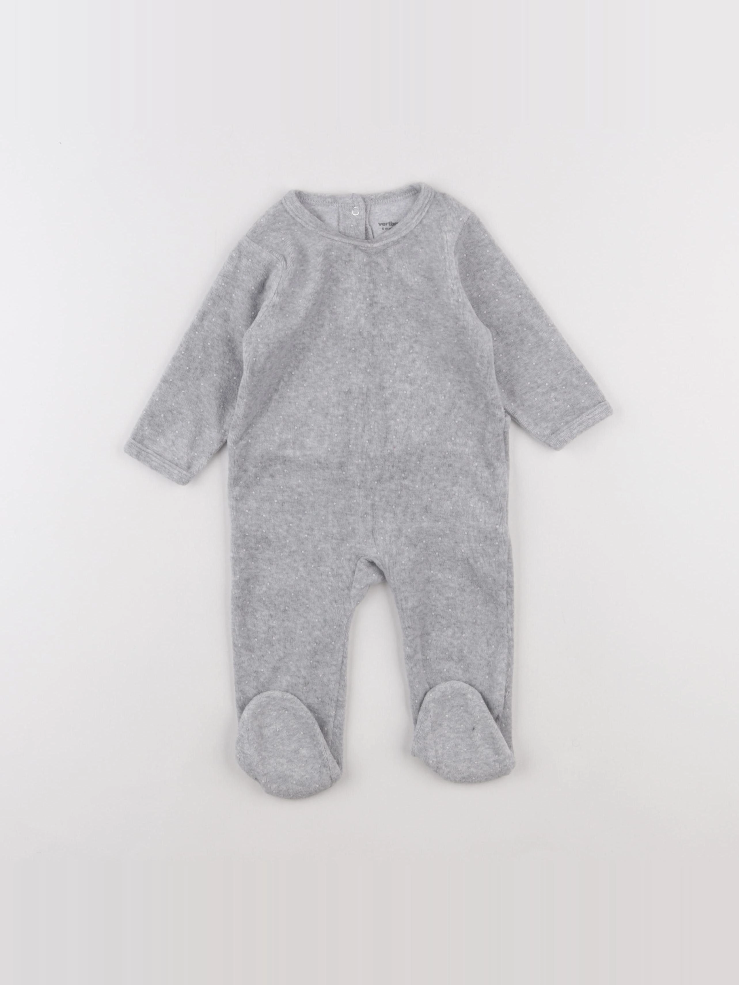 Vertbaudet - pyjama velours gris - 6 mois