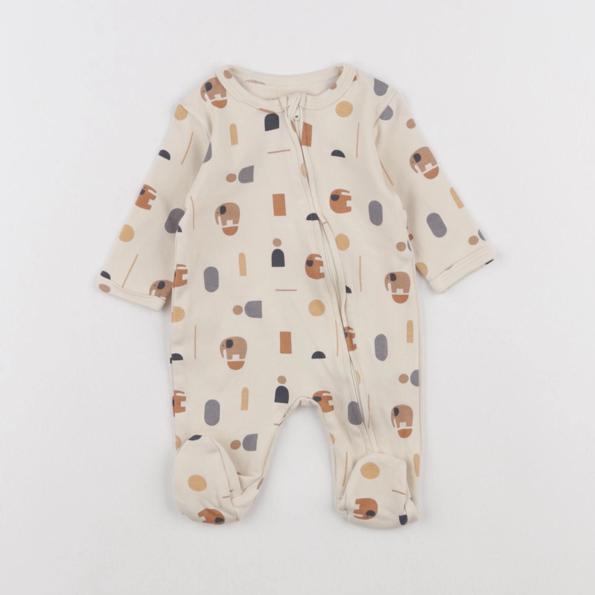 Vertbaudet - pyjama coton beige - 1 mois