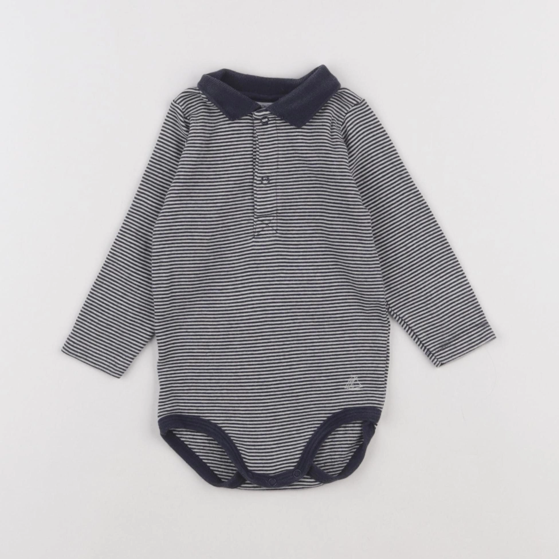 Petit Bateau - body à col bleu - 12 mois
