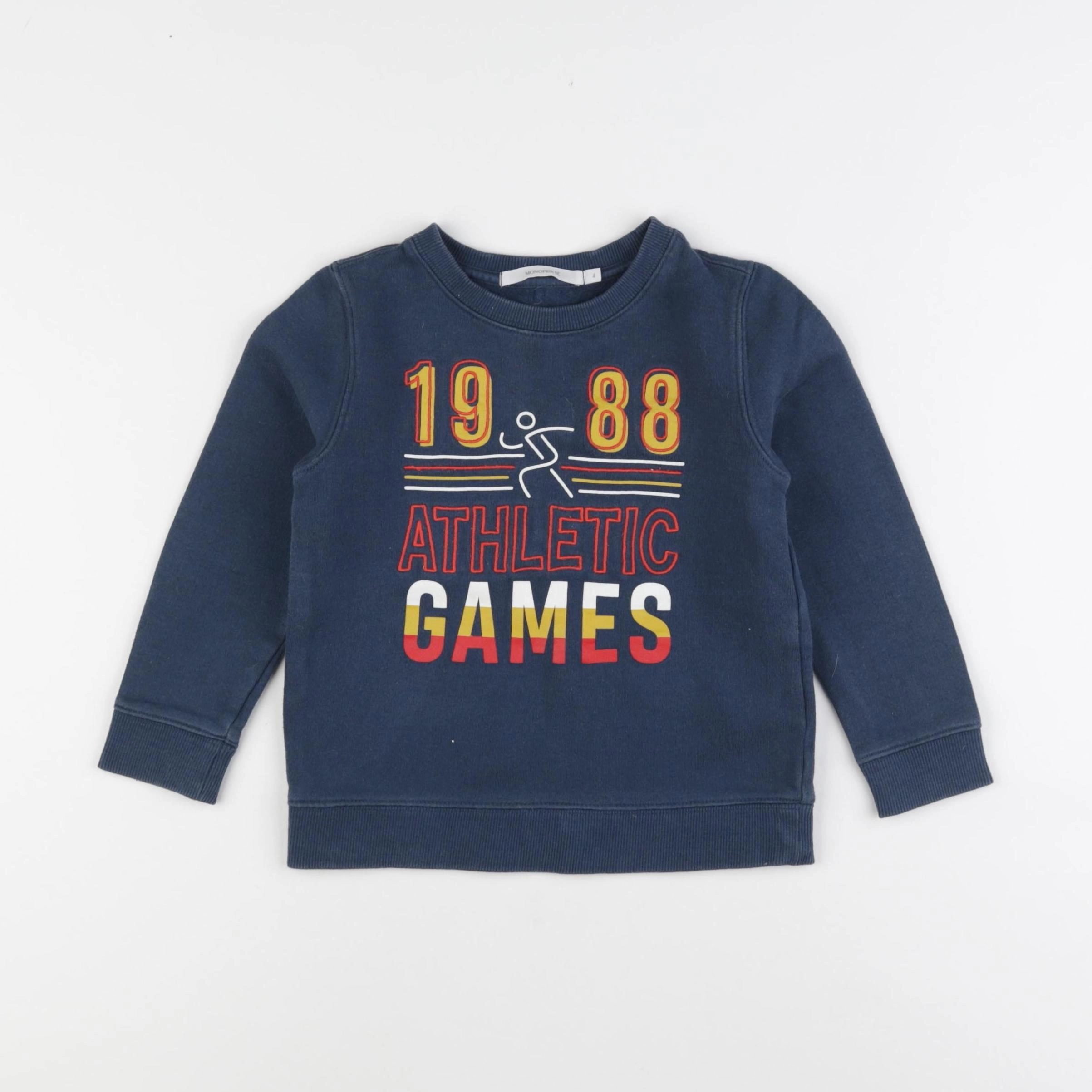 Monoprix - sweat bleu - 4 ans