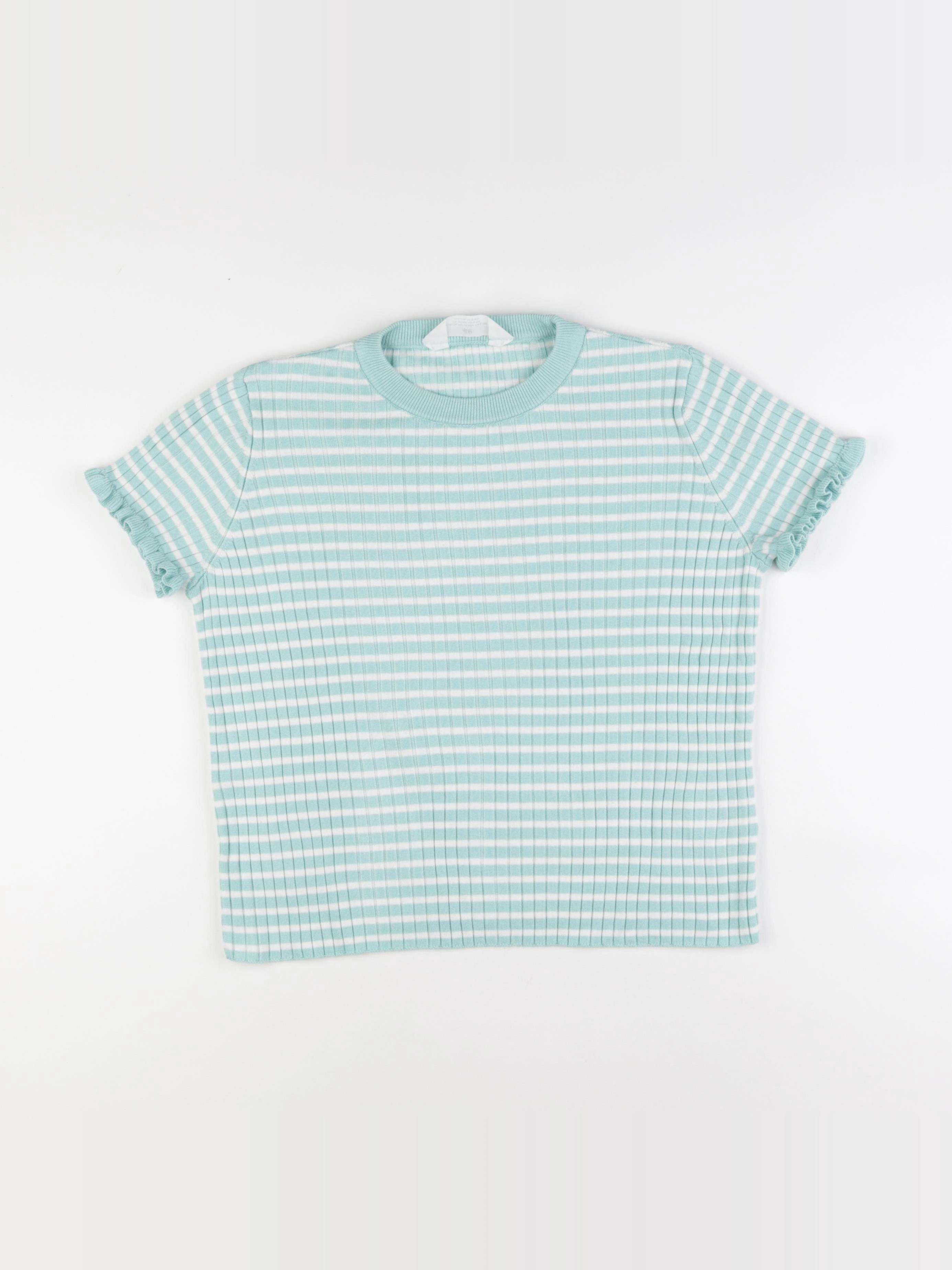 H&M - tee-shirt blanc, bleu - 8/10 ans