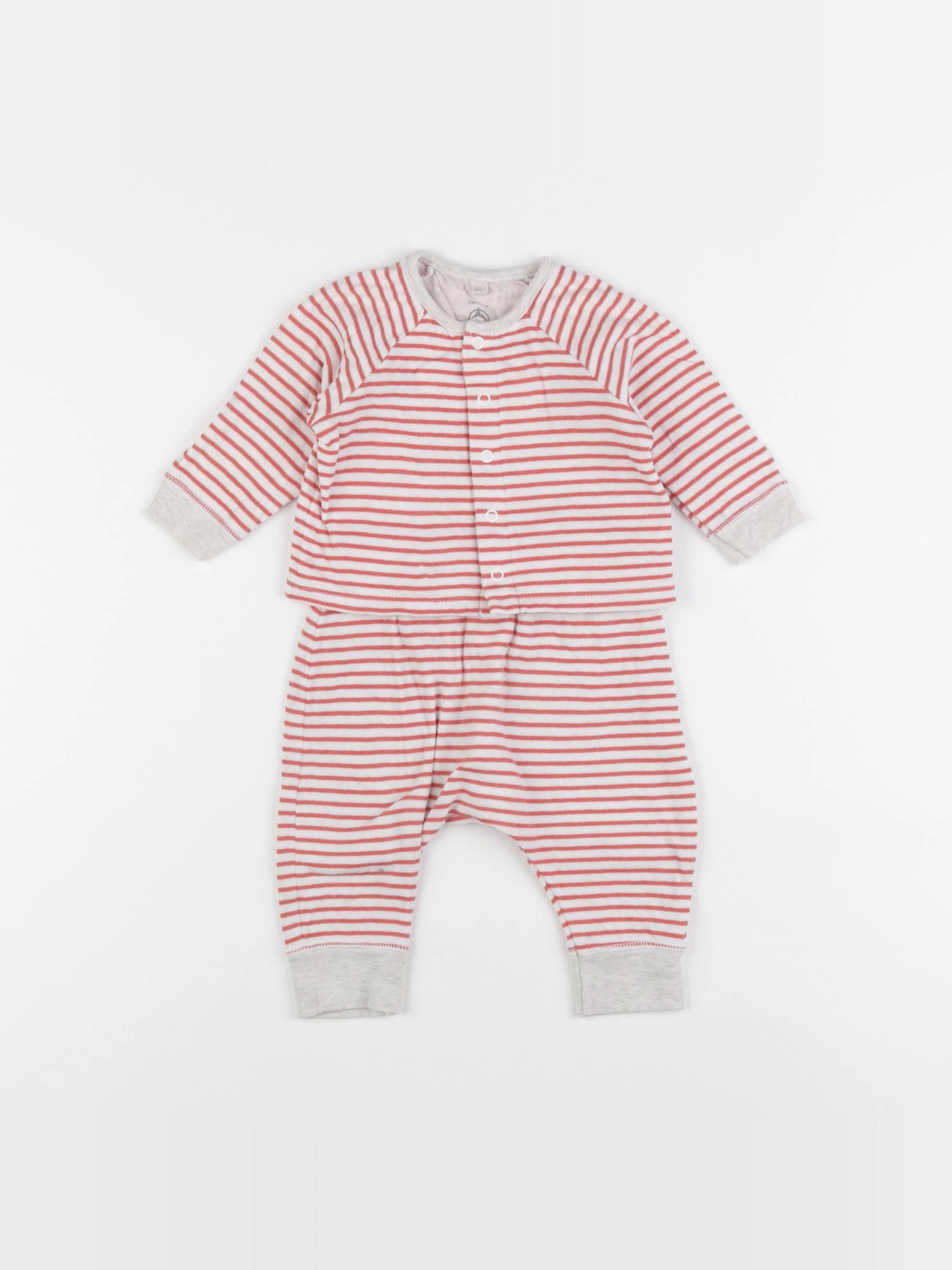 Petit Bateau - ensemble blanc, orange - 3 mois