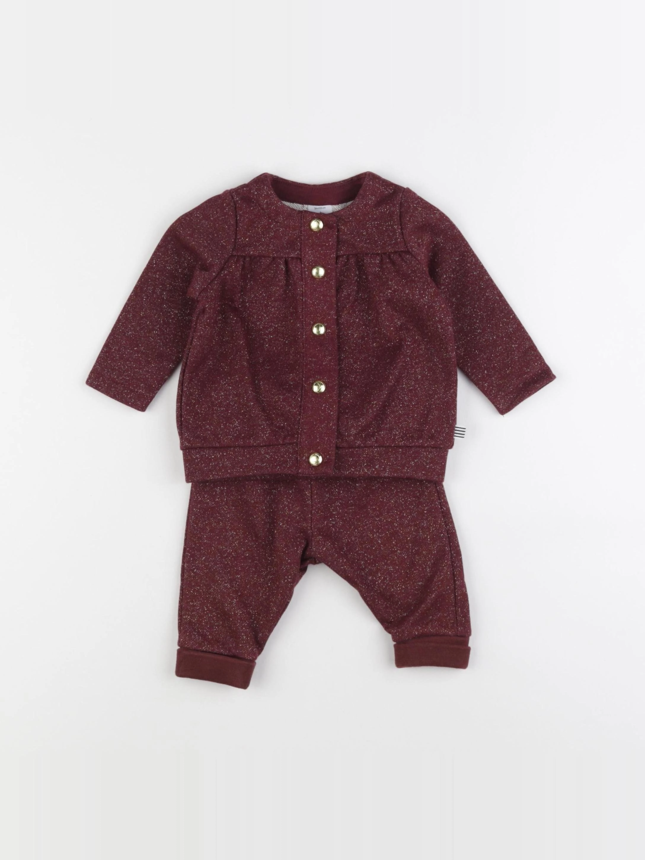 Petit Bateau - ensemble rouge, or - 3 mois