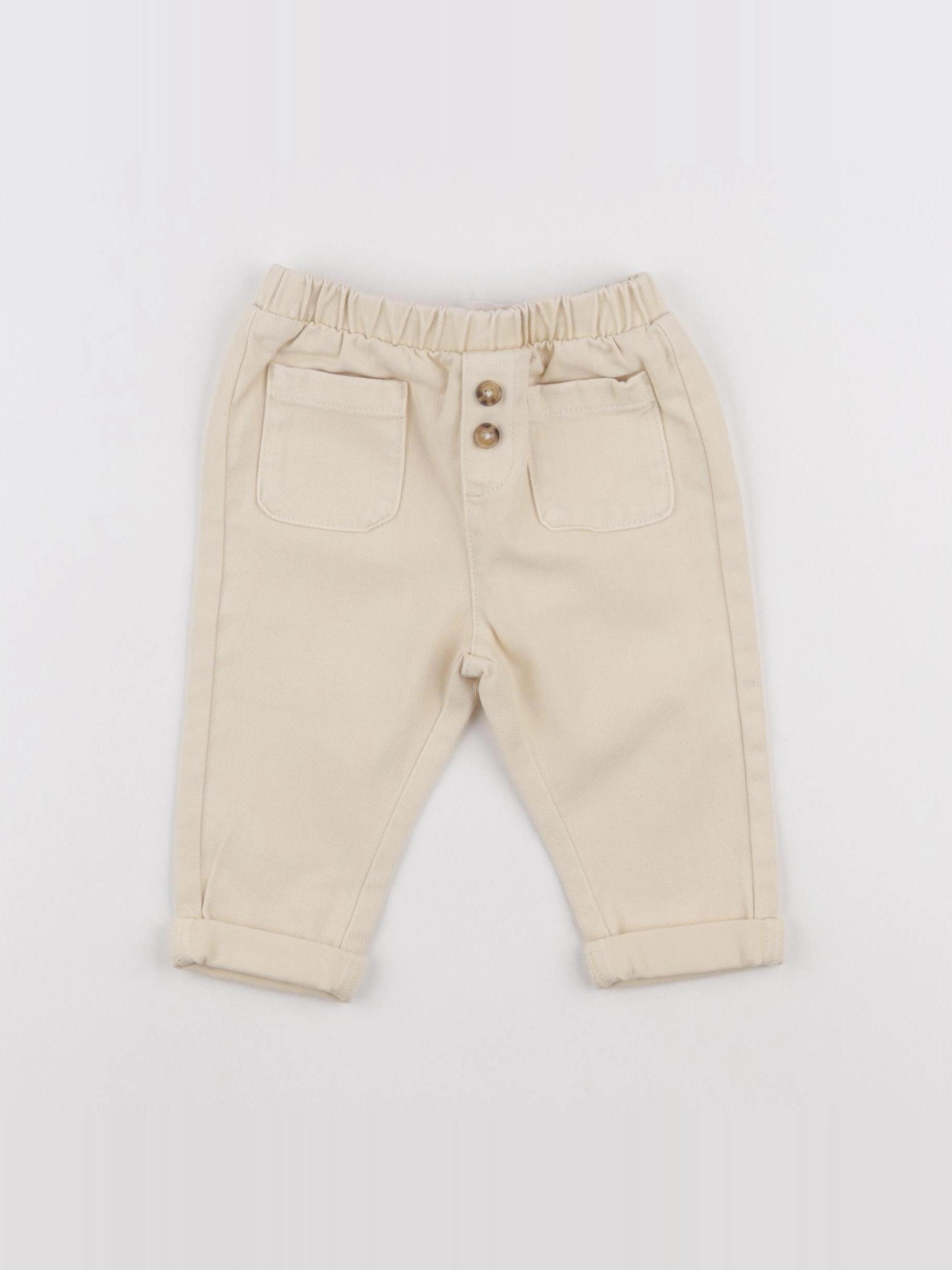 Vertbaudet - pantalon beige (état neuf) - 9 mois