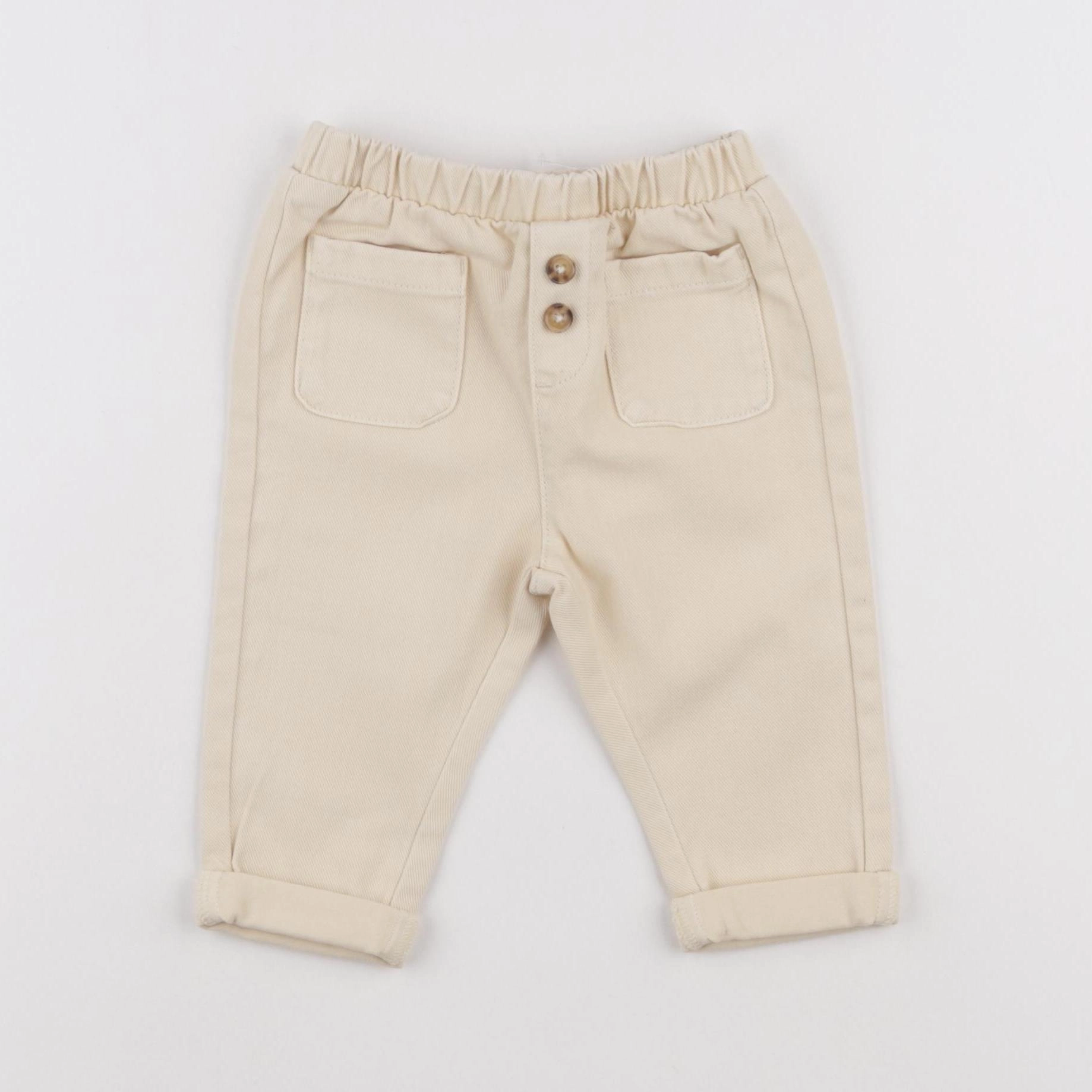 Vertbaudet - pantalon beige (état neuf) - 9 mois