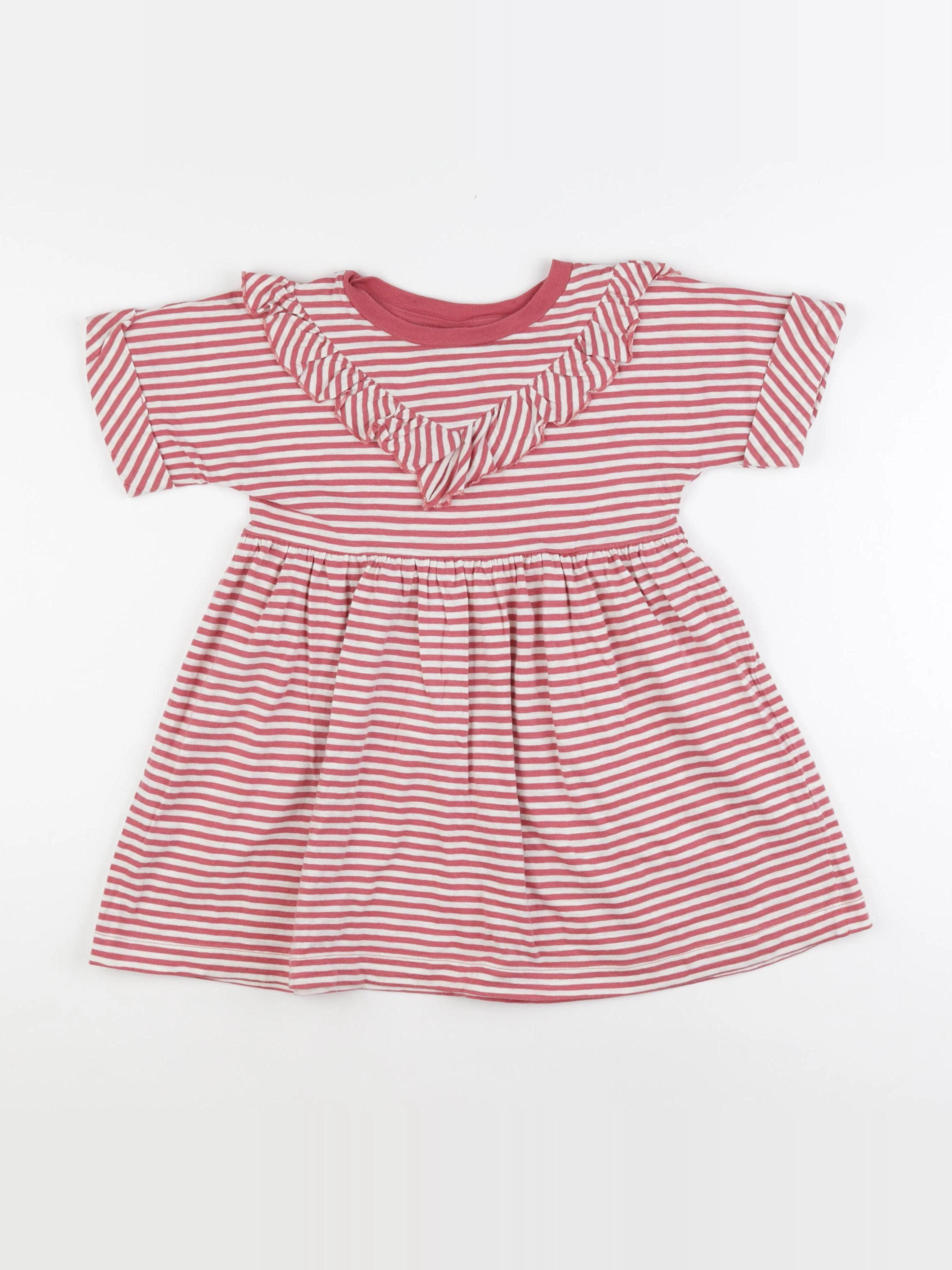 Petit Bateau - robe blanc, rose - 6 ans