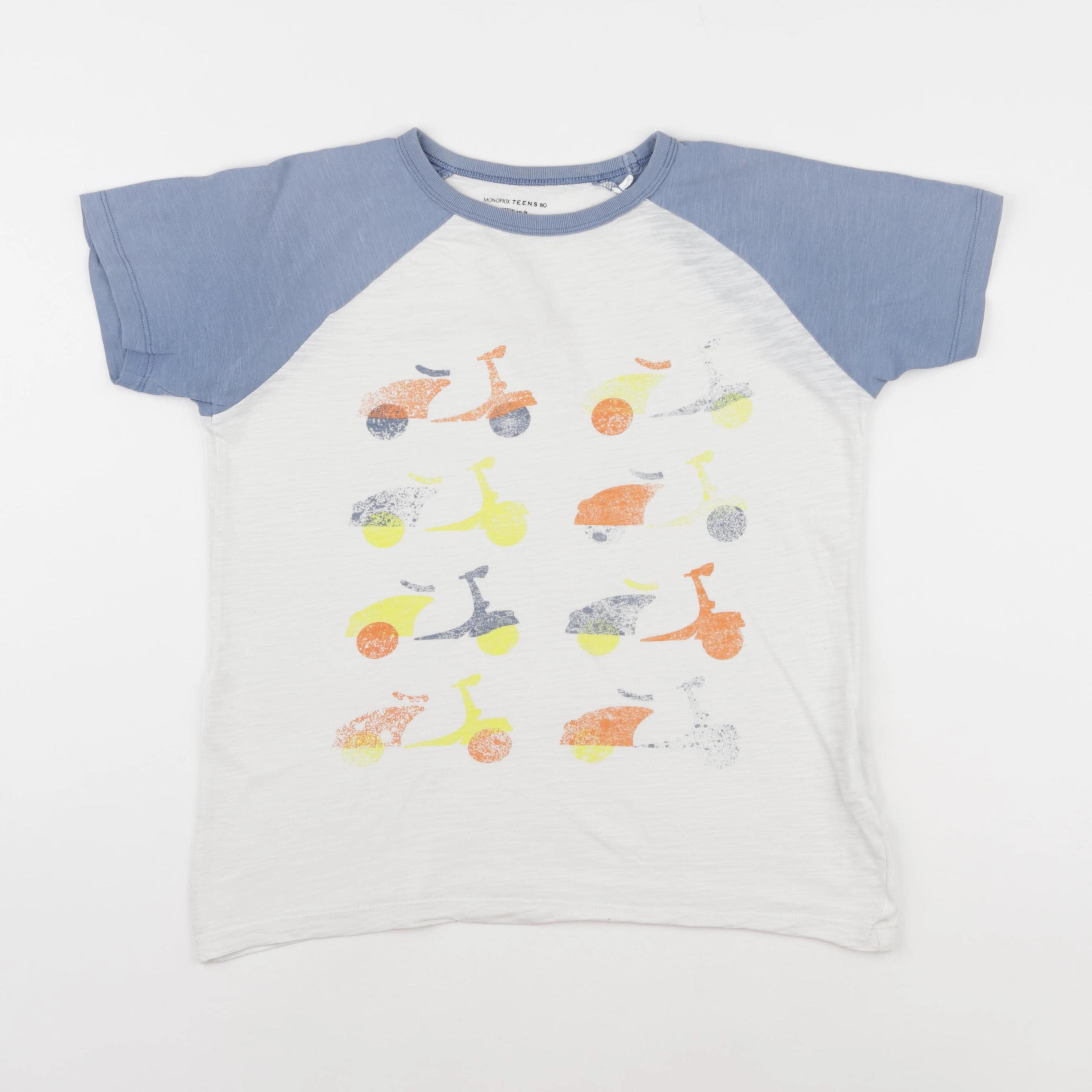 Monoprix - tee-shirt blanc, bleu - 12 ans