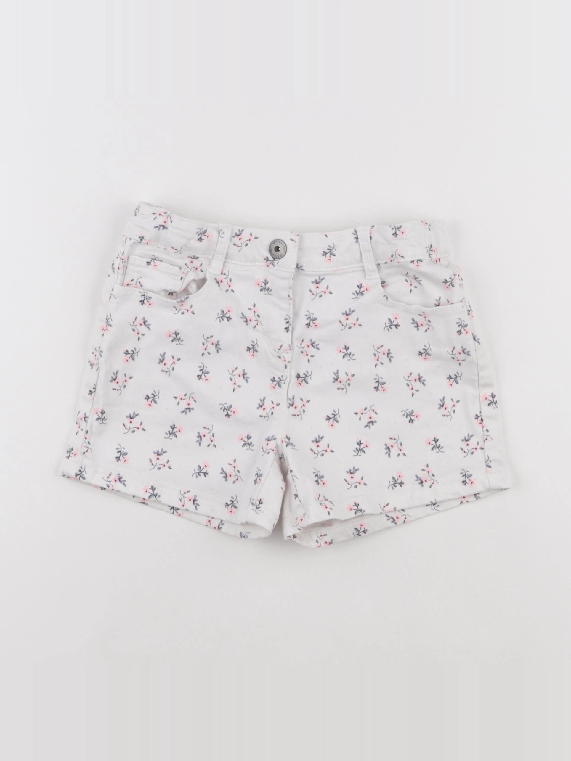 Vertbaudet - short blanc, rose - 8 ans